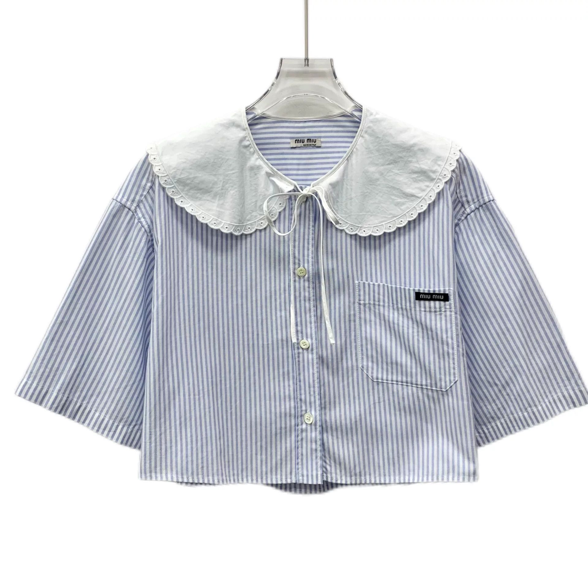 Miu Miu miu miu blue striped collar shirt Size US M / EU 48-50 / 2 - 1 Thumbnail