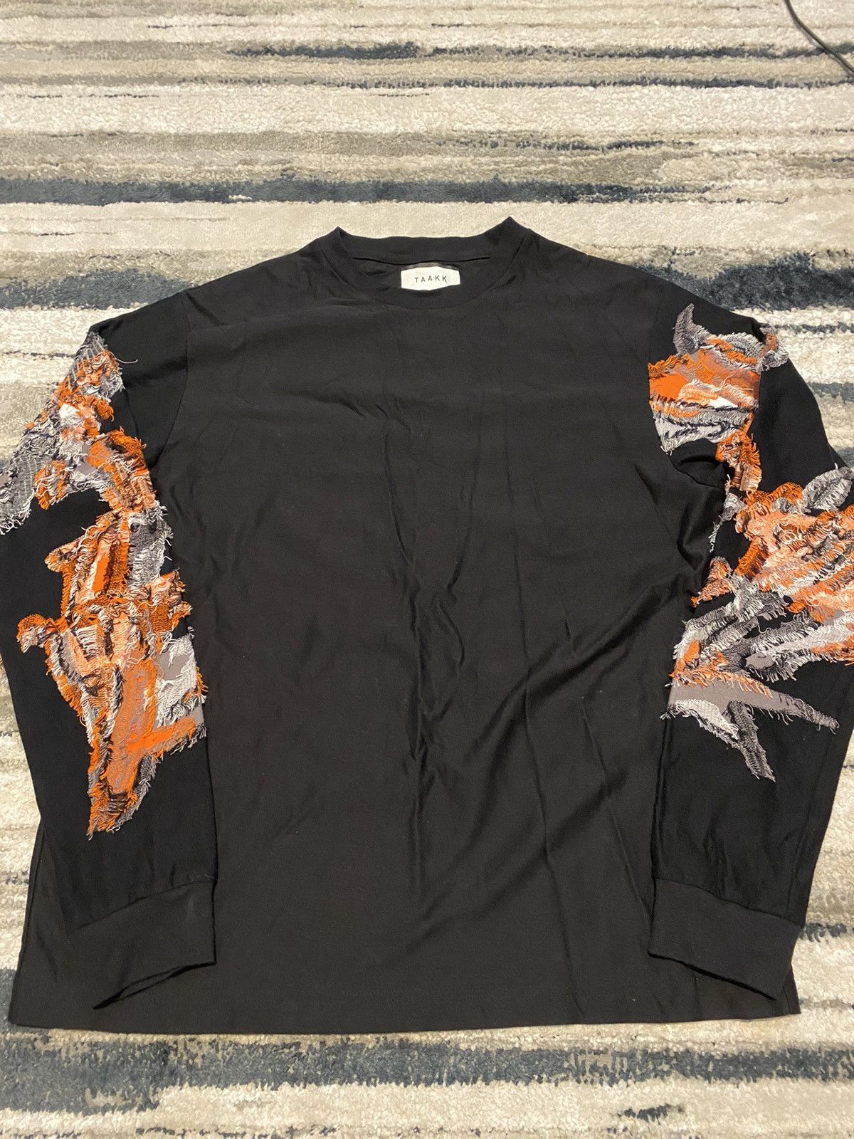 image of Taakk 22Aw Backcut Jacquard Jersey Long Sleeve Tee in Black, Men's (Size Medium)