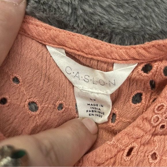 Nordstrom CASLON Eyelet Flutter Sleeves Orange Women's Top SZ 0x Size L / US 10 / IT 46 - 3 Thumbnail