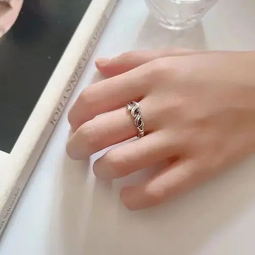VIBE Original 925 Sterling Silver Cross Line Rings Size ONE SIZE - 2 Thumbnail