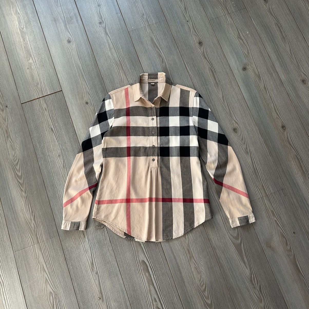 Burberry Brit Beige Nova Check Cotton Half Placket Blouse