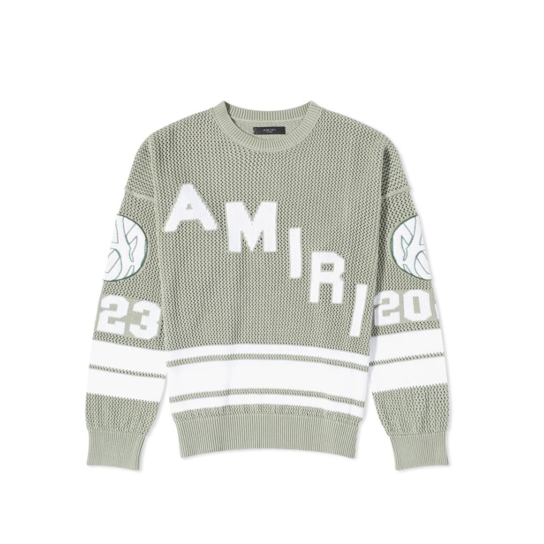Amiri o1w1db11224 Mesh Hockey Logo Sweater in Frosty Green/White Size US XL / EU 56 / 4 - 1 Thumbnail