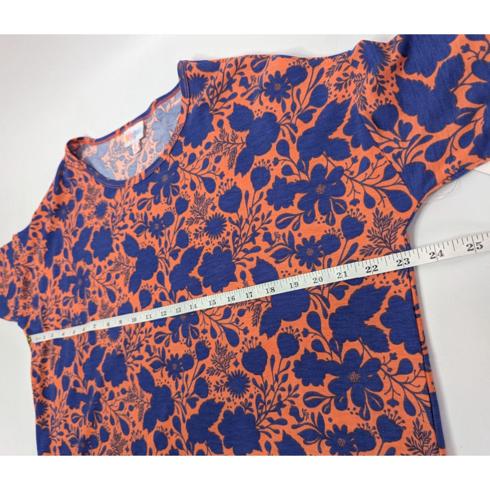 Vintage NWT LuLaRoe Irma Tunic Womens XS Orange Blue Floral Stretch Shirt Size XS / US 0-2 / IT 36-38 - 3 Thumbnail