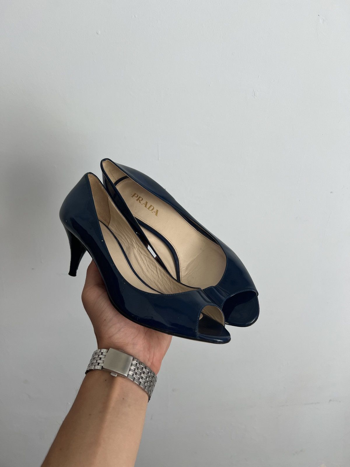 Prada Prada Blue Suede Kitten Heel Pumps Size US 8 / IT 38 - 1 Thumbnail