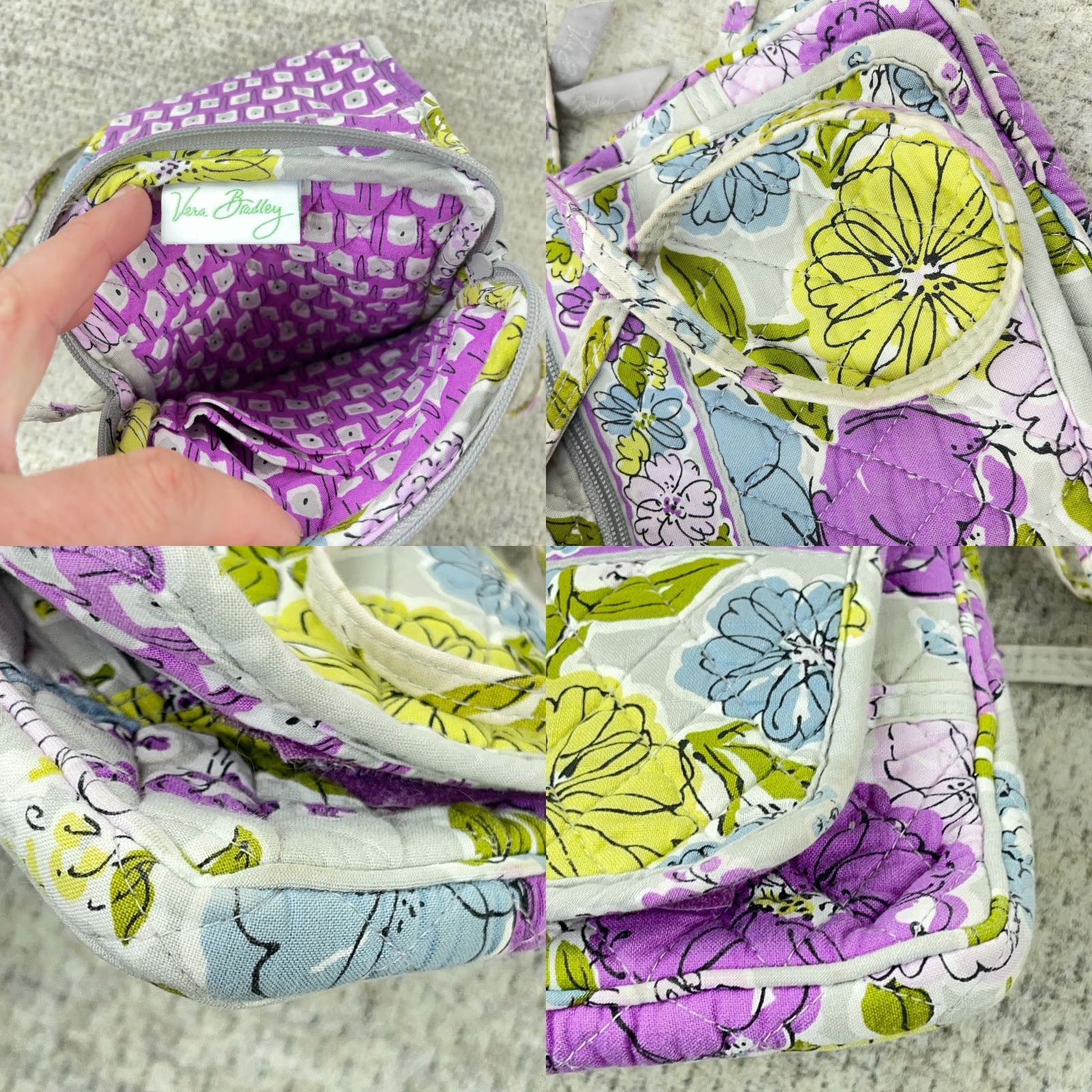 Vera Bradley Vera Bradley Hipster Mini Crossbody Purse Watercolor Gray Purple VTG Y2K 6"x7" Womens Size ONE SIZE - 8 Thumbnail