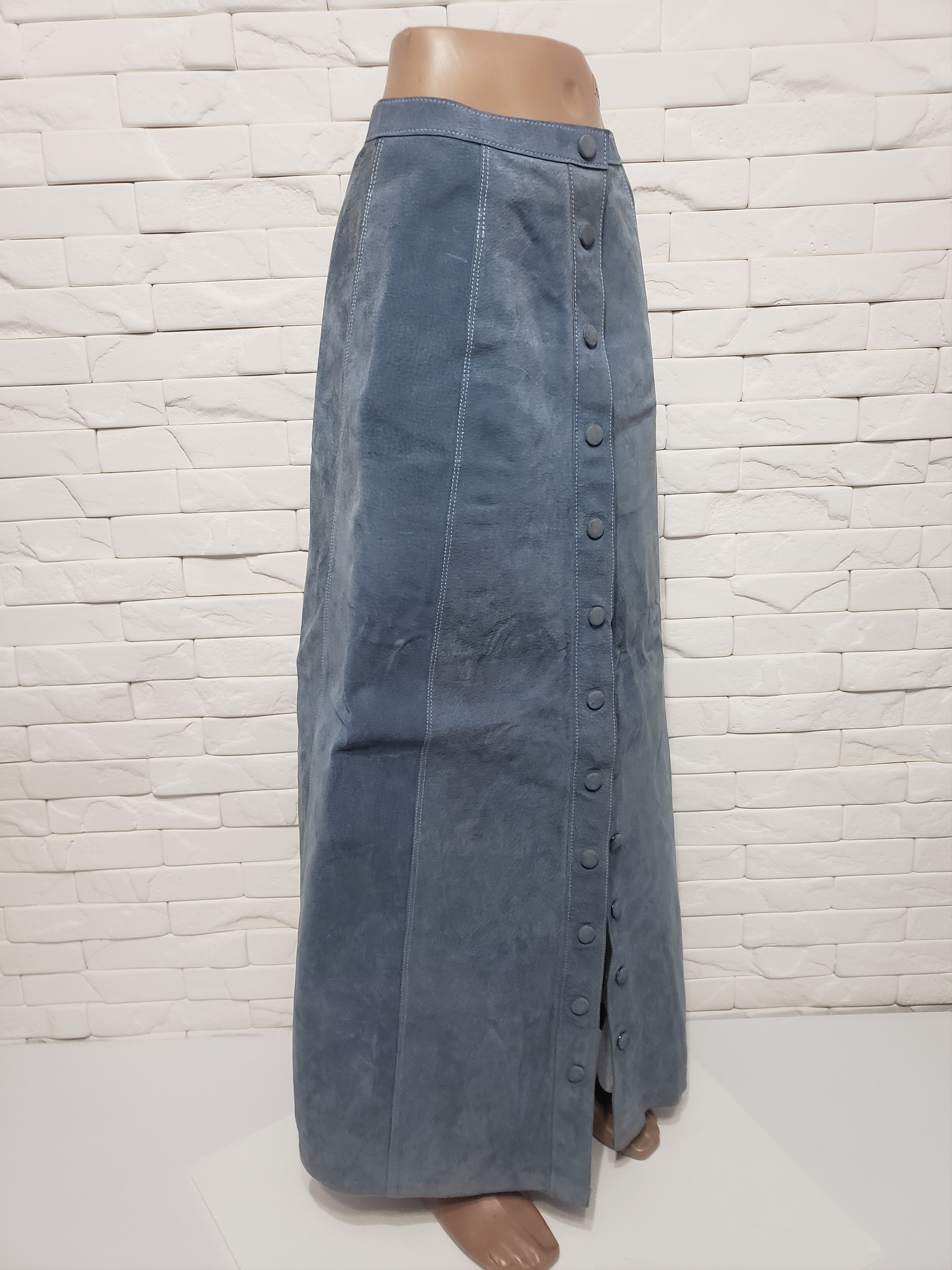 Genuine Leather Cute blue leather skirt. Size 25" / US 0 / IT 36 - 3 Thumbnail