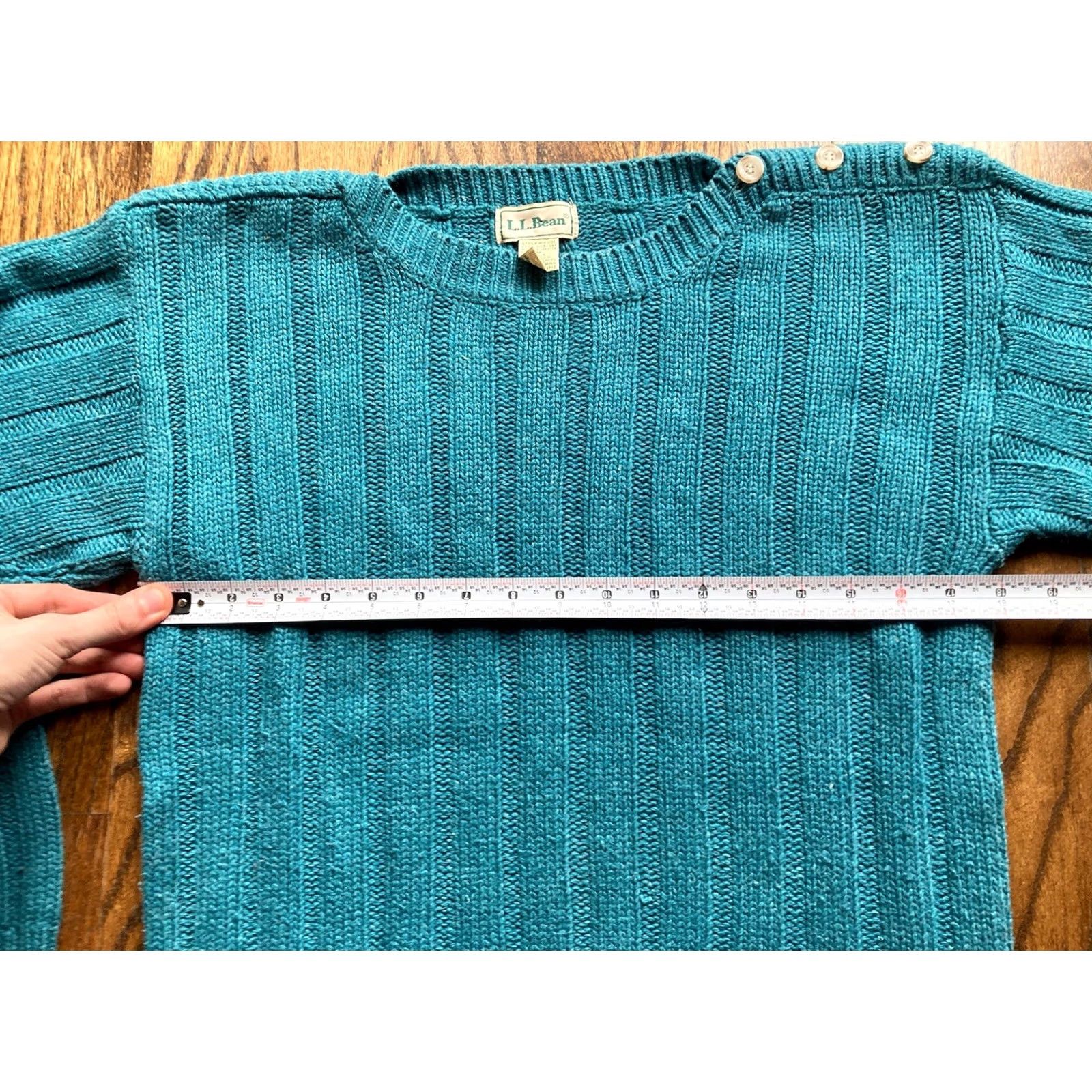 Vintage VINTAGE L.L. Bean Sweater Women M Turquoise Silk Wool Nylon Knit Long Sleeve Pullover Knitwear Medium Size M / US 6-8 / IT 42-44 - 6 Thumbnail