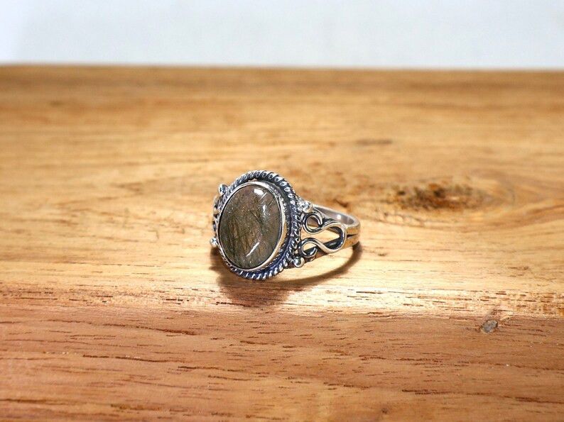 Handmade Handmade Black Rutile Oval Ring, 925 Silver Ring, Gift Idea Size ONE SIZE - 4 Thumbnail