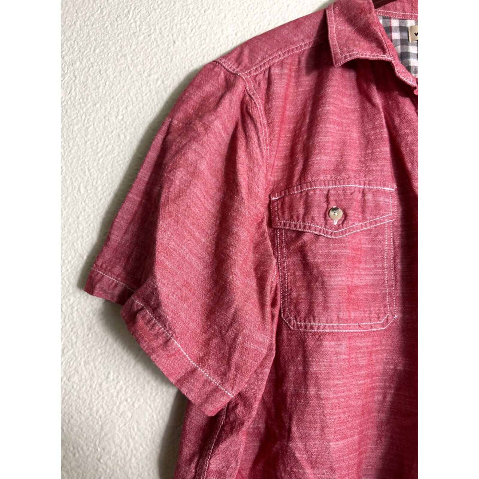 Vintage Woolrich Shirt Men 2XL Red Cotton Button-Up Short Sleeve Mens XXL Button-Up Shirt Size US XXL / EU 58 / 5 - 2 Thumbnail