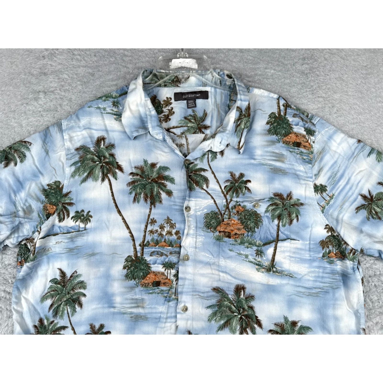 Croft & Barrow VINTAGE Croft & Barrow Shirt Men 2XL Blue Hawaiian Floral Button-Up Rayon Short Sleeve Aloha Beach Outdoor Pattern Mens Size US XXL / EU 58 / 5 - 6 Thumbnail