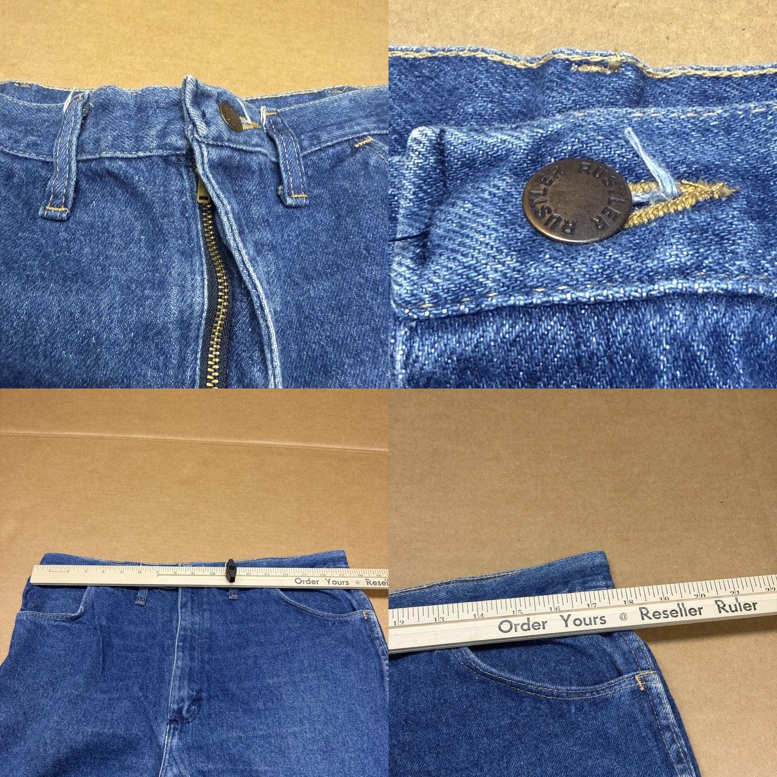 Denime Rustler Jeans Mens 38x30 Blue Regular Fit Straight Leg Denim USA Made Size US 38 / EU 54 - 8 Thumbnail