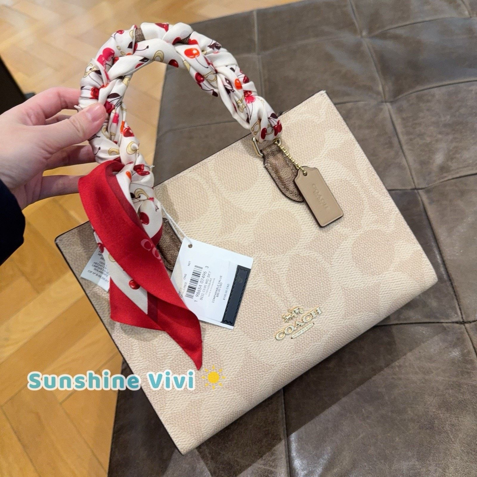 Coach NWT Bundle Coach cherry Scarf cdg77 CY676 Small Maggie Tote Size ONE SIZE - 3 Thumbnail