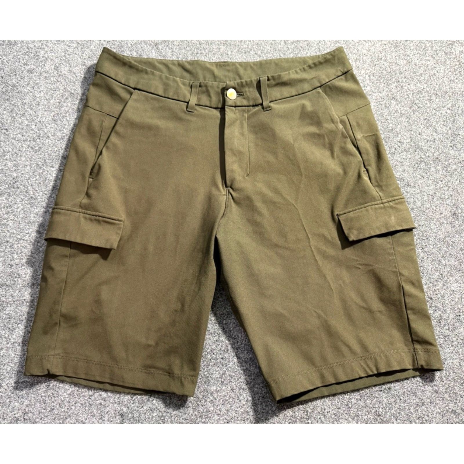 Lululemon Lululemon Cargo Shorts Size 31 Green 10" Stretch Warpstreme Athletic Flat Front Zip Pocket Mens Regular Size US 31 - 2 Thumbnail