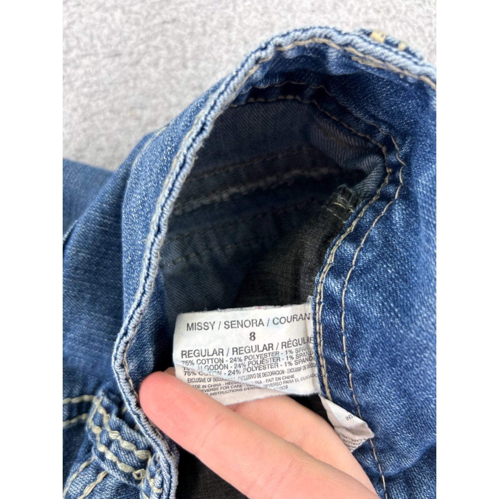 Nine West Nine West Jeans Womens 8 Blue Denim Bootcut 30x30 Regular Mid Wash Embellished Bling Logo 5-Pocket Designer American Classic Pattern Solid Size 30" / US 8 / IT 44 - 7 Thumbnail