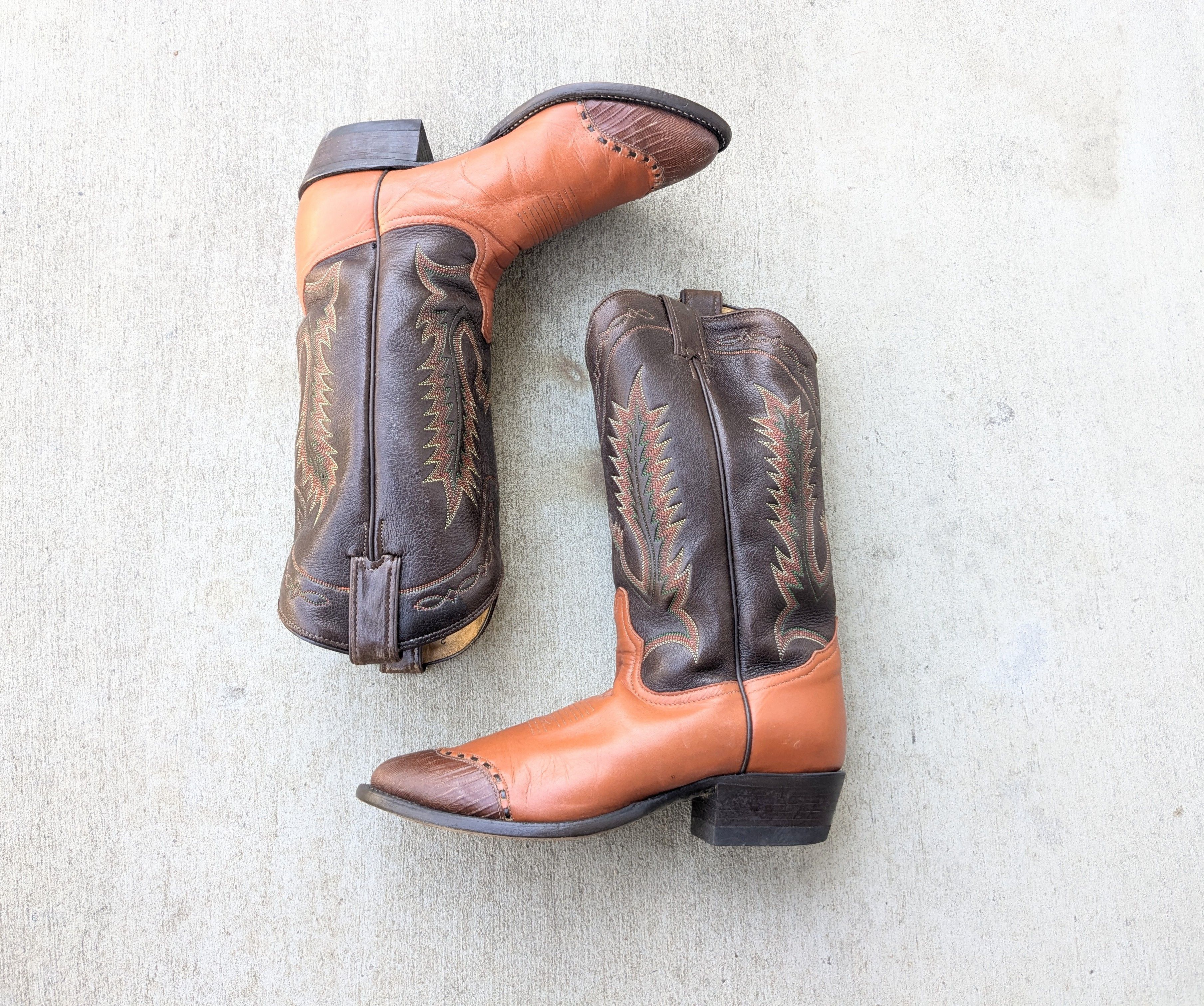 Other Tony Lama Cowboy Boots Lizard Brown 9.5 D Botas USA Size US 9.5 / EU 42-43 - 1 Thumbnail