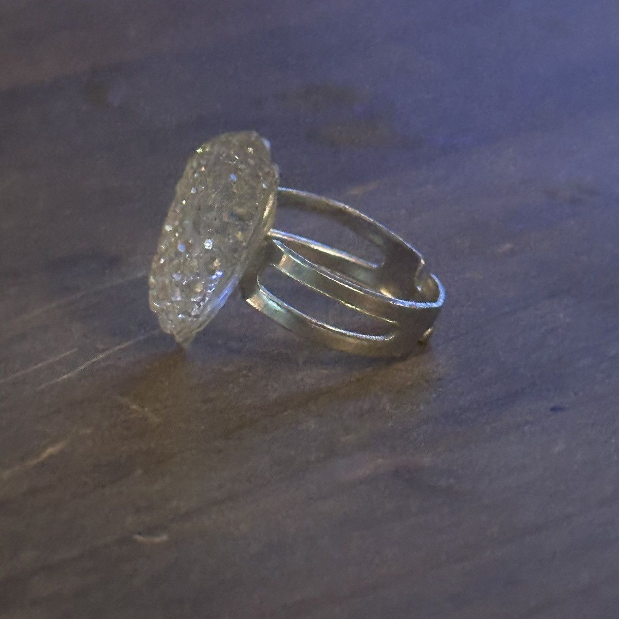 Vintage Vintage Aurora Borealis lucite puffed heart ring Size ONE SIZE - 6 Thumbnail