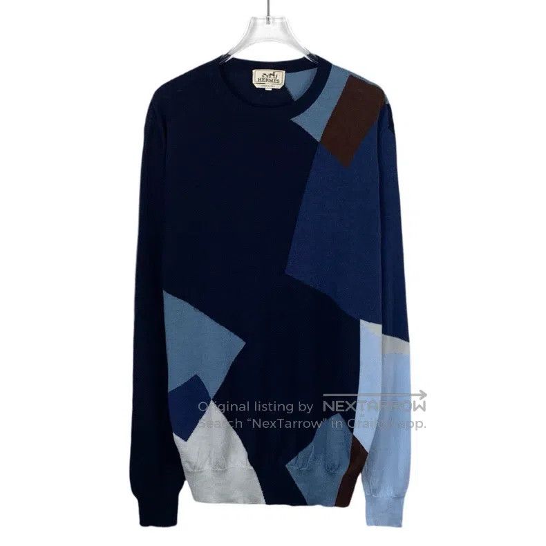 Hermes Hermes Color-blocked round-neck cashmere knit sweater Size US XL / EU 56 / 4 - 1 Thumbnail