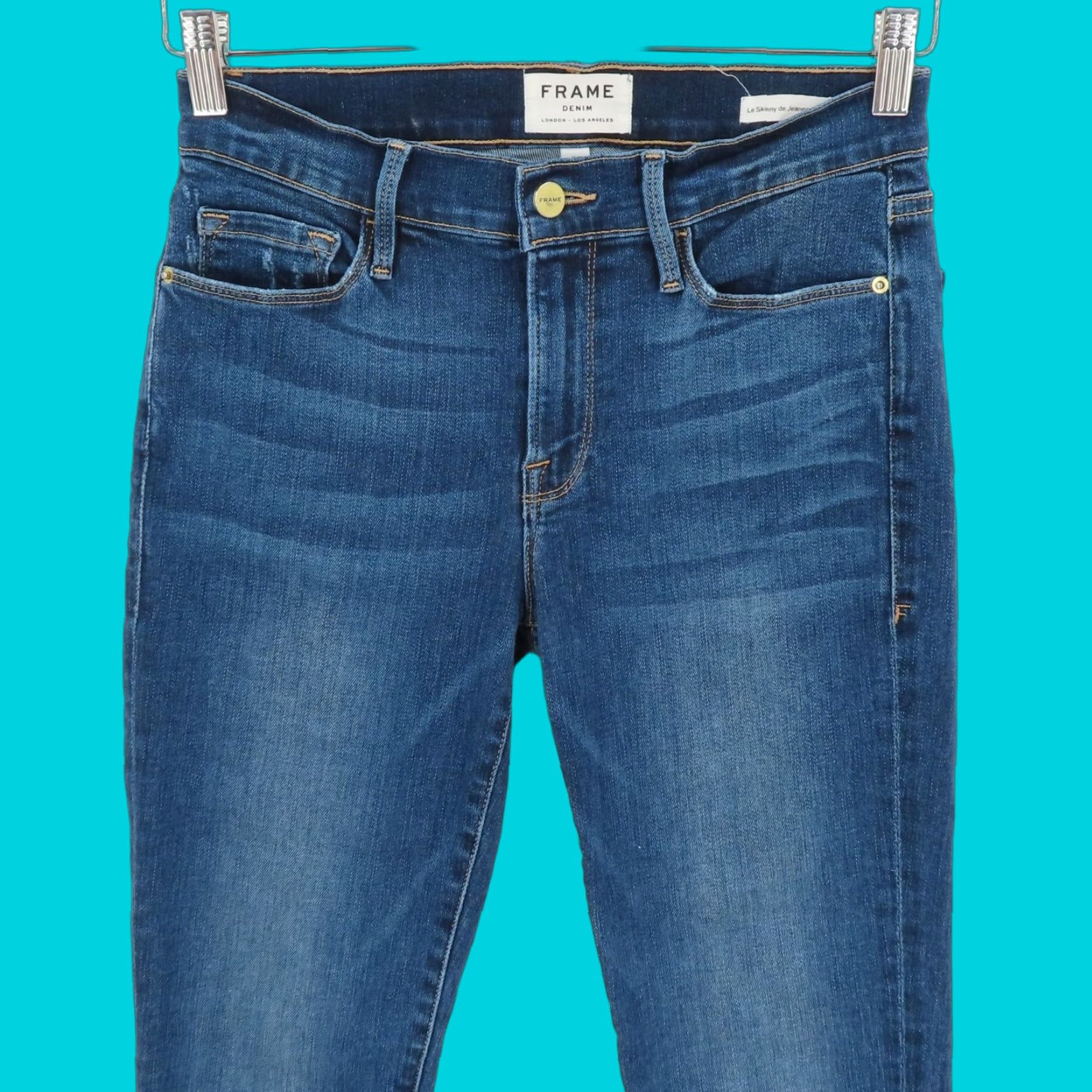 Frame FRAME Le Skinny De Jeanne Crop Jeans - 27 Blue Denim 5-Pocket Cotton Blend Slim Crop Womens Size 27" / US 4 / IT 40 - 1 Thumbnail