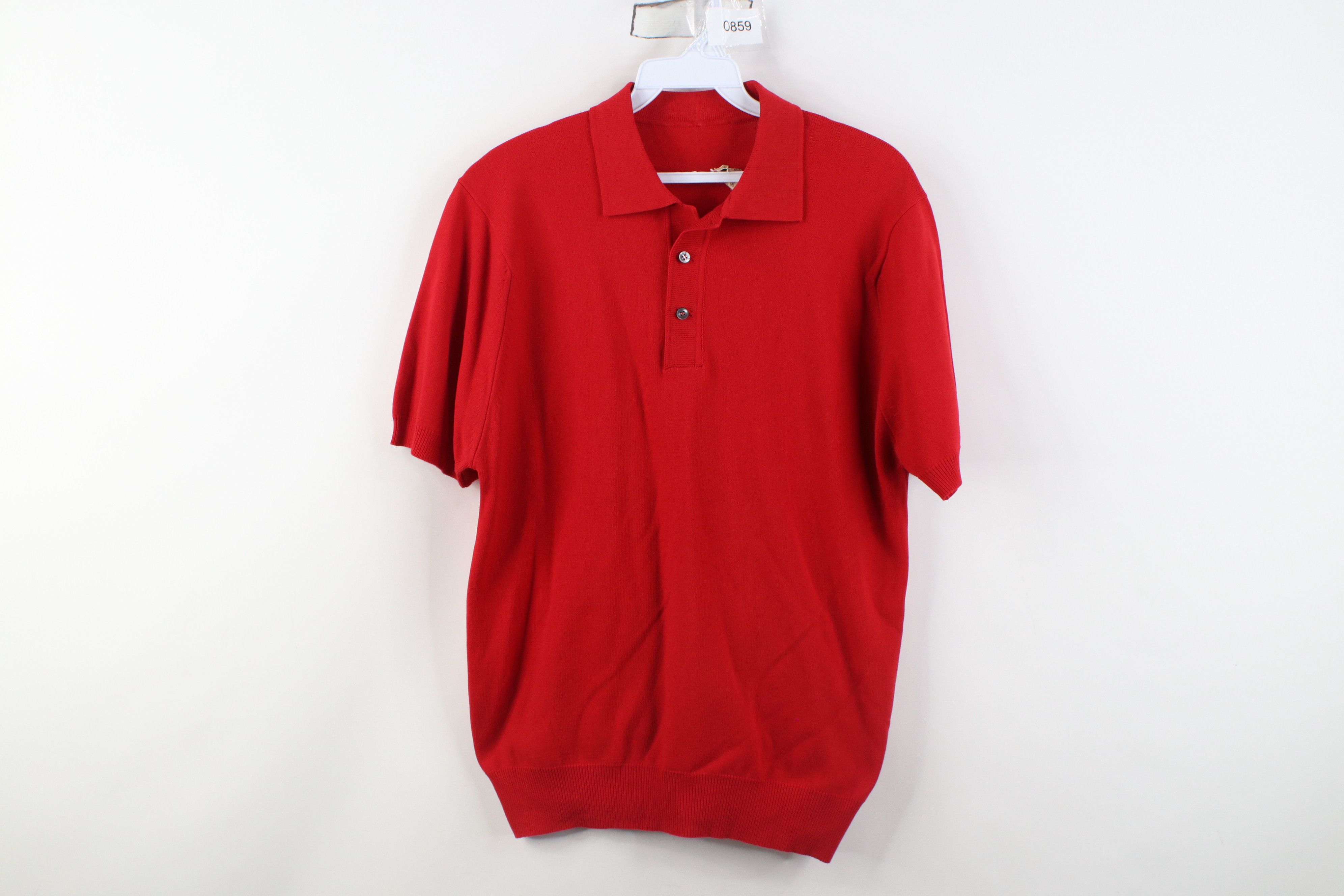 Vintage Vintage 50s Knit Short Sleeve Collared Polo Shirt Red USA Size US M / EU 48-50 / 2 - 1 Thumbnail