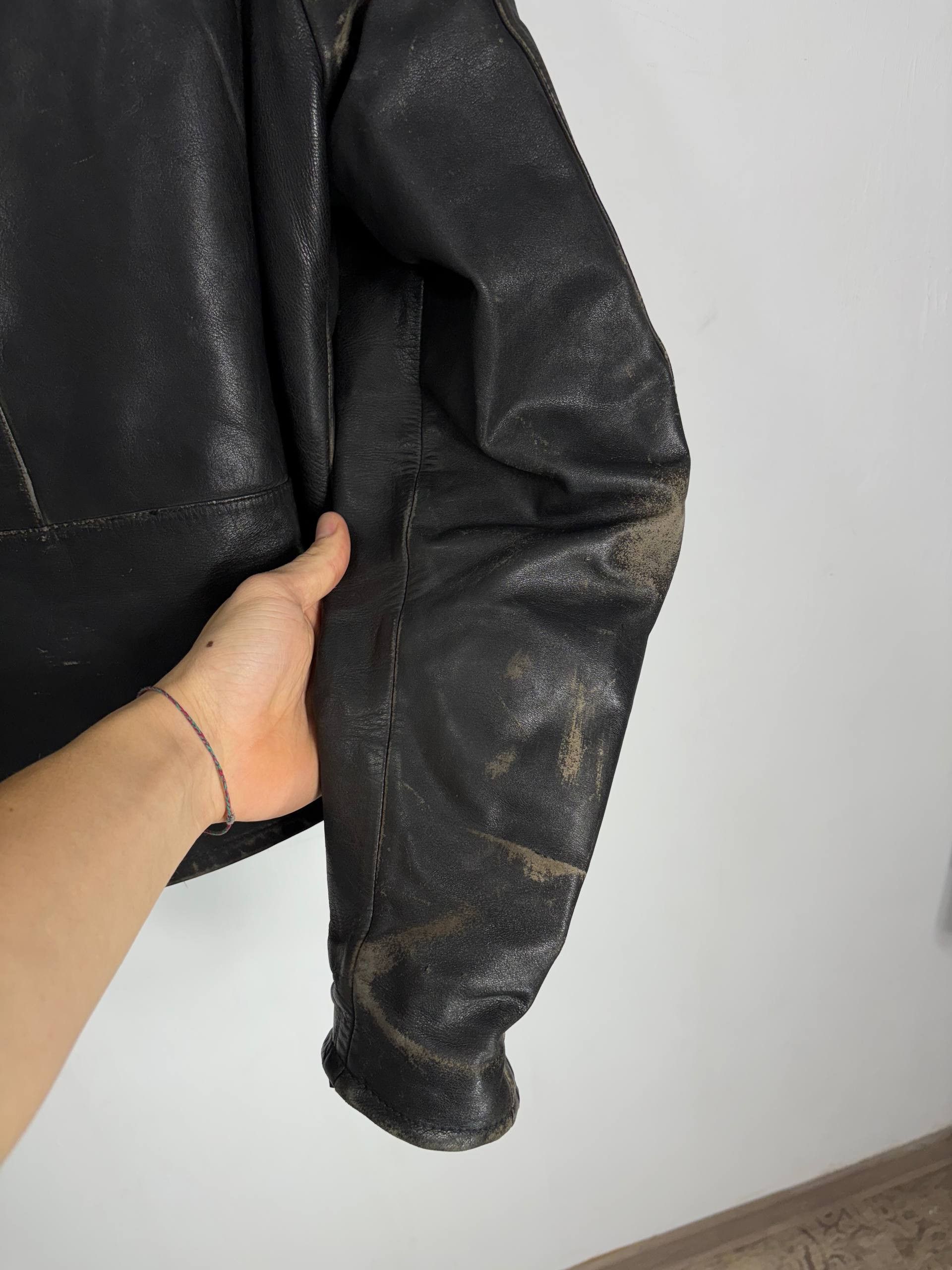 Vintage Vintage IXS Assymetrical Faded Distressed Leather Jacket Size US M / EU 48-50 / 2 - 17 Thumbnail