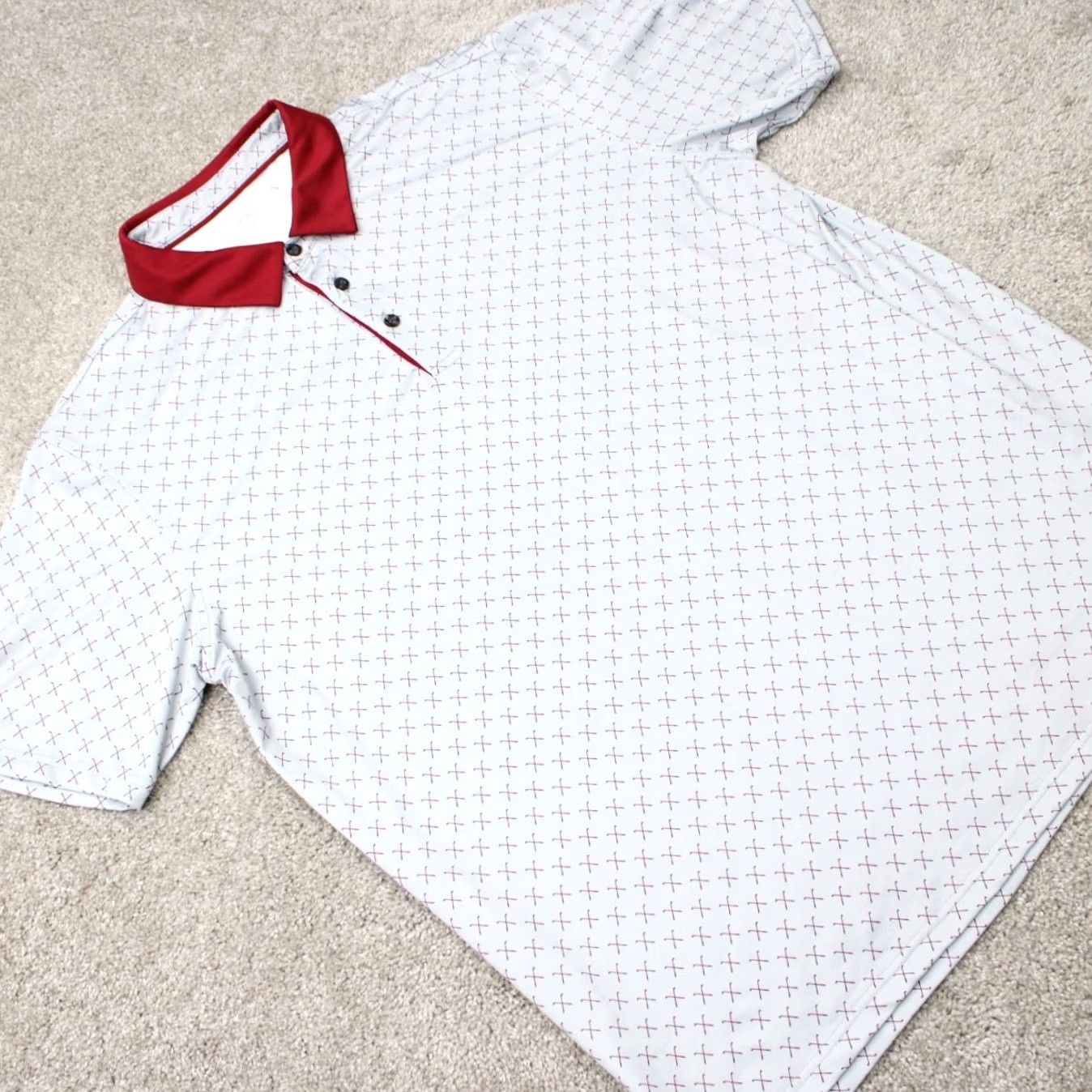 Vintage Maelreg Polo Shirt Mens XL Gray/Red Golf Club All Over Print S/S Shirt Polo Stadium Sports Shirt Mens XL Gray/Red 90s Size US XL / EU 56 / 4 - 7 Thumbnail