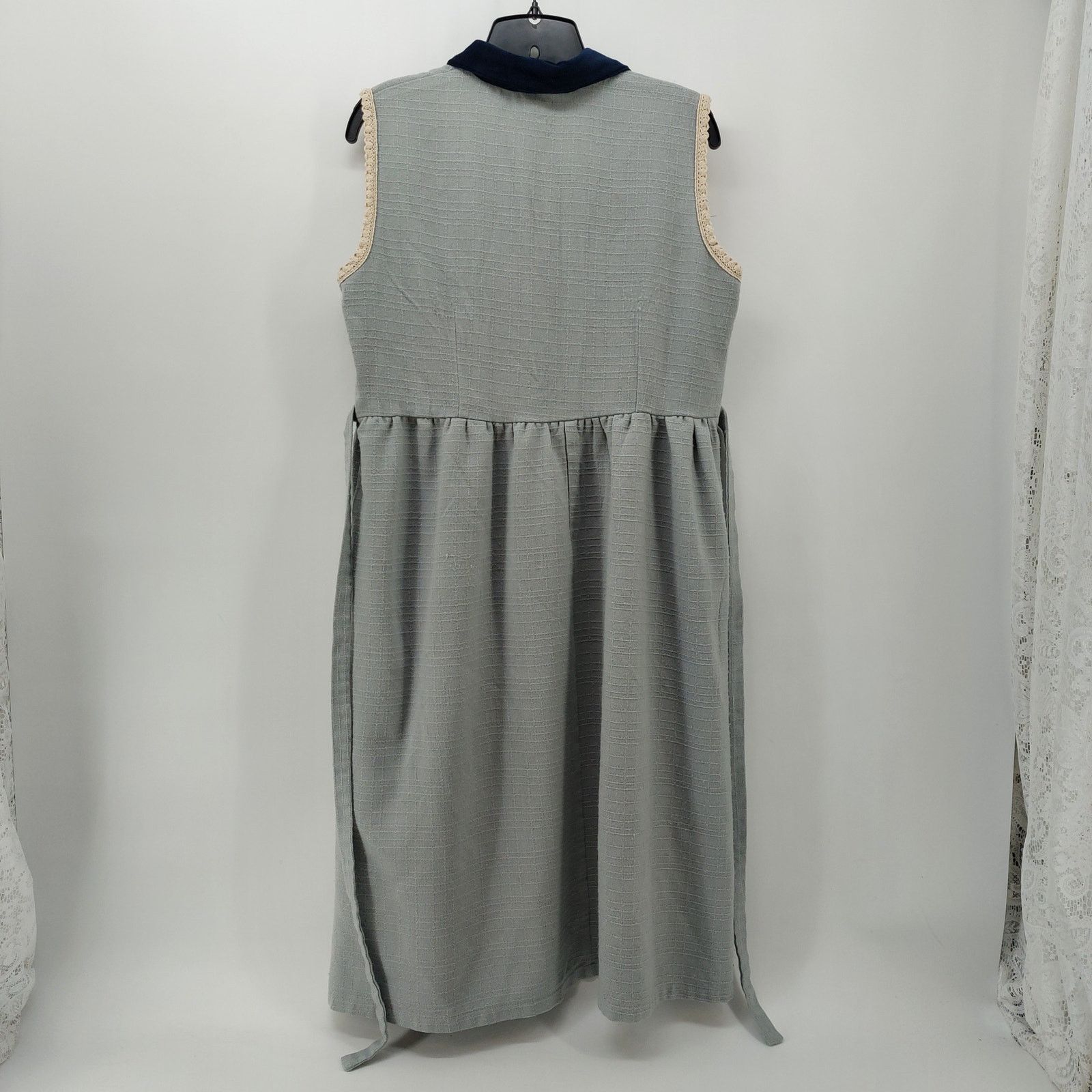 Other Vintage Women's Dress Blue Velvet Modest Cottagecore Sz 40 Size M / US 6-8 / IT 42-44 - 10 Thumbnail