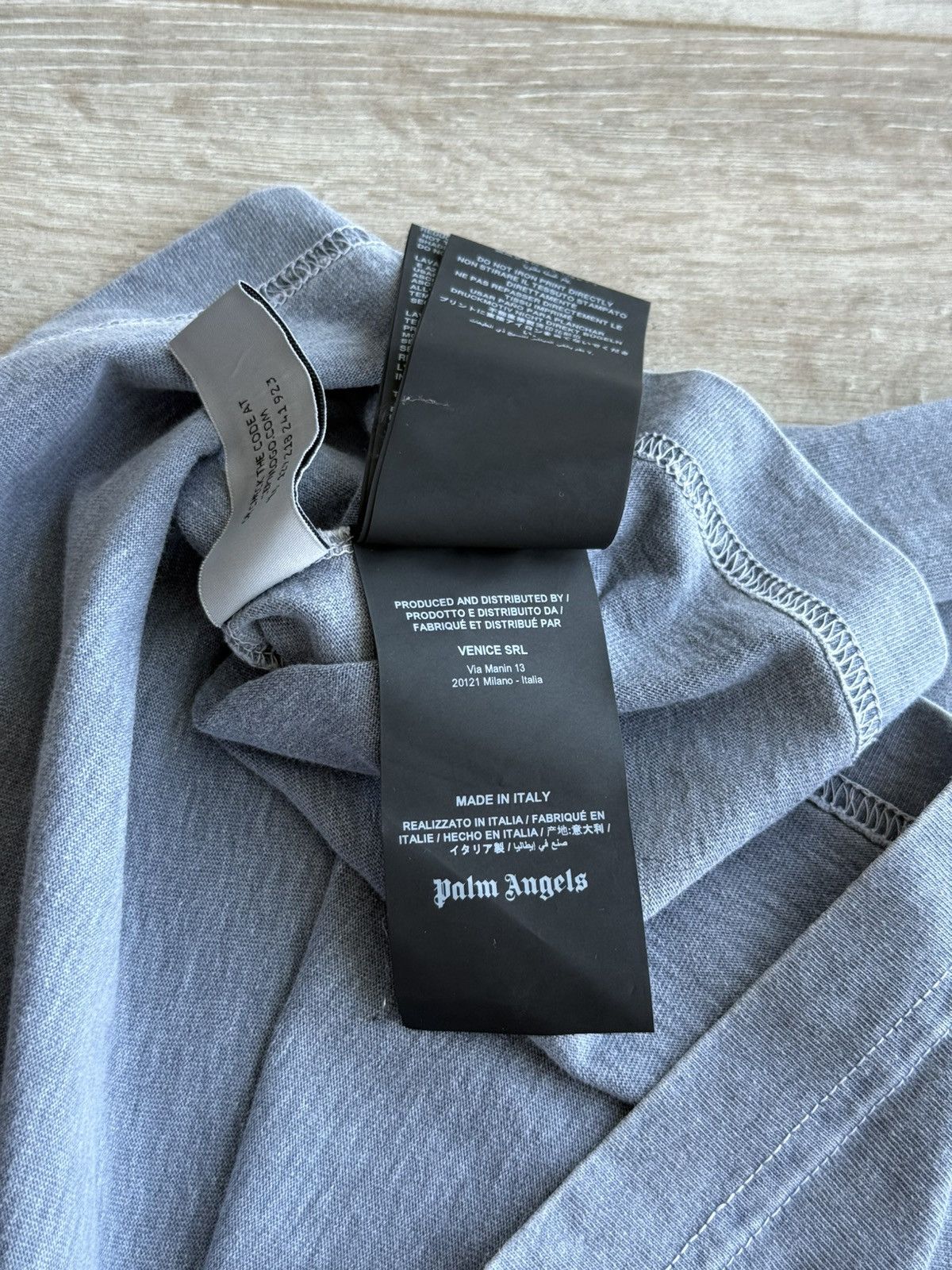 Palm Angels Palm Angels Medium Arched Logo Washed Vintage Grey Tee Size US M / EU 48-50 / 2 - 13 Thumbnail