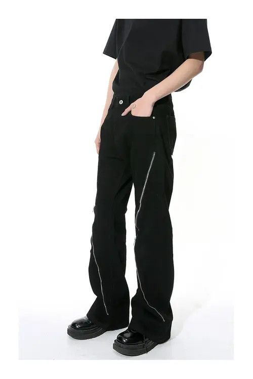 VIBE Mayumi x Iriki Opium Zipper Flared Stack Black Denim Jeans Size US 32 / EU 48 - 4 Thumbnail