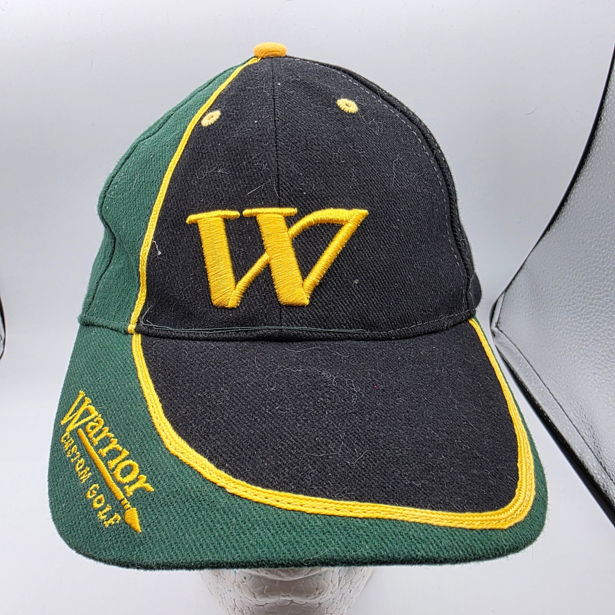 Other Warrior Custom Golf Adults Black Green Gold Hat Cap Baseball Size ONE SIZE - 1 Thumbnail