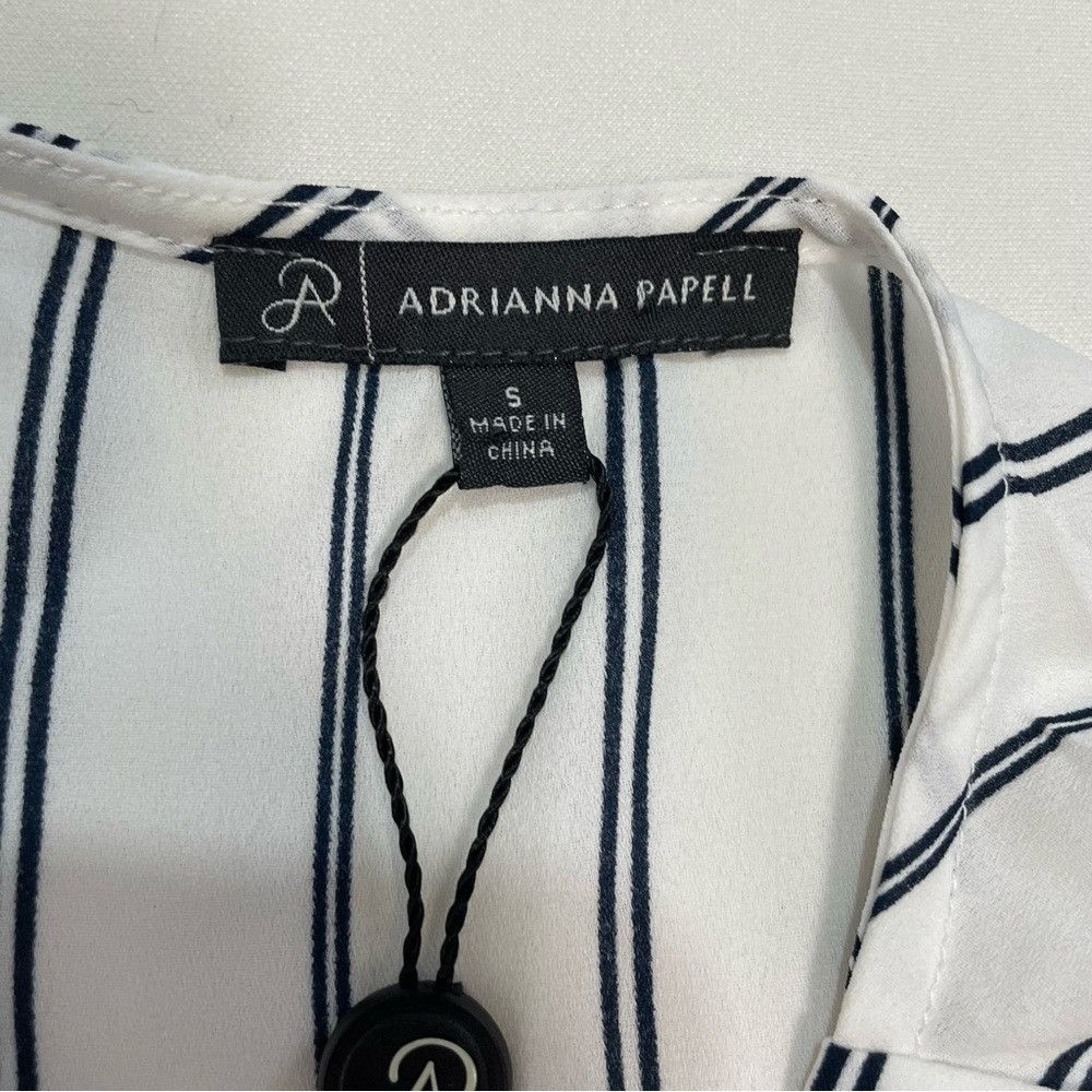 Adrianna Papell NWT New $79 Adrianna Papell Short Sleeve Striped Wrap Blous Size S / US 4 / IT 40 - 7 Thumbnail