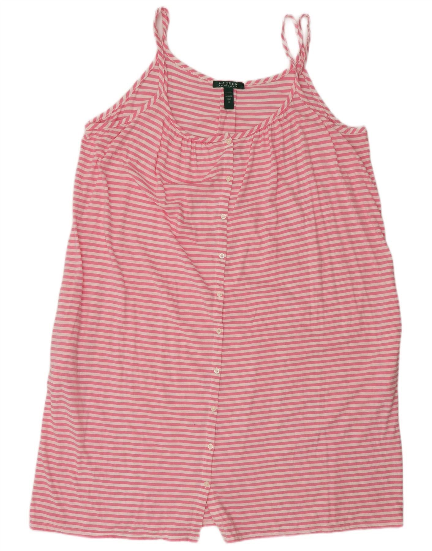Ralph Lauren Womens Sundress UK 18 XL Pink Striped Cotton Size XL / US 12-14 / IT 48-50 - 1 Thumbnail
