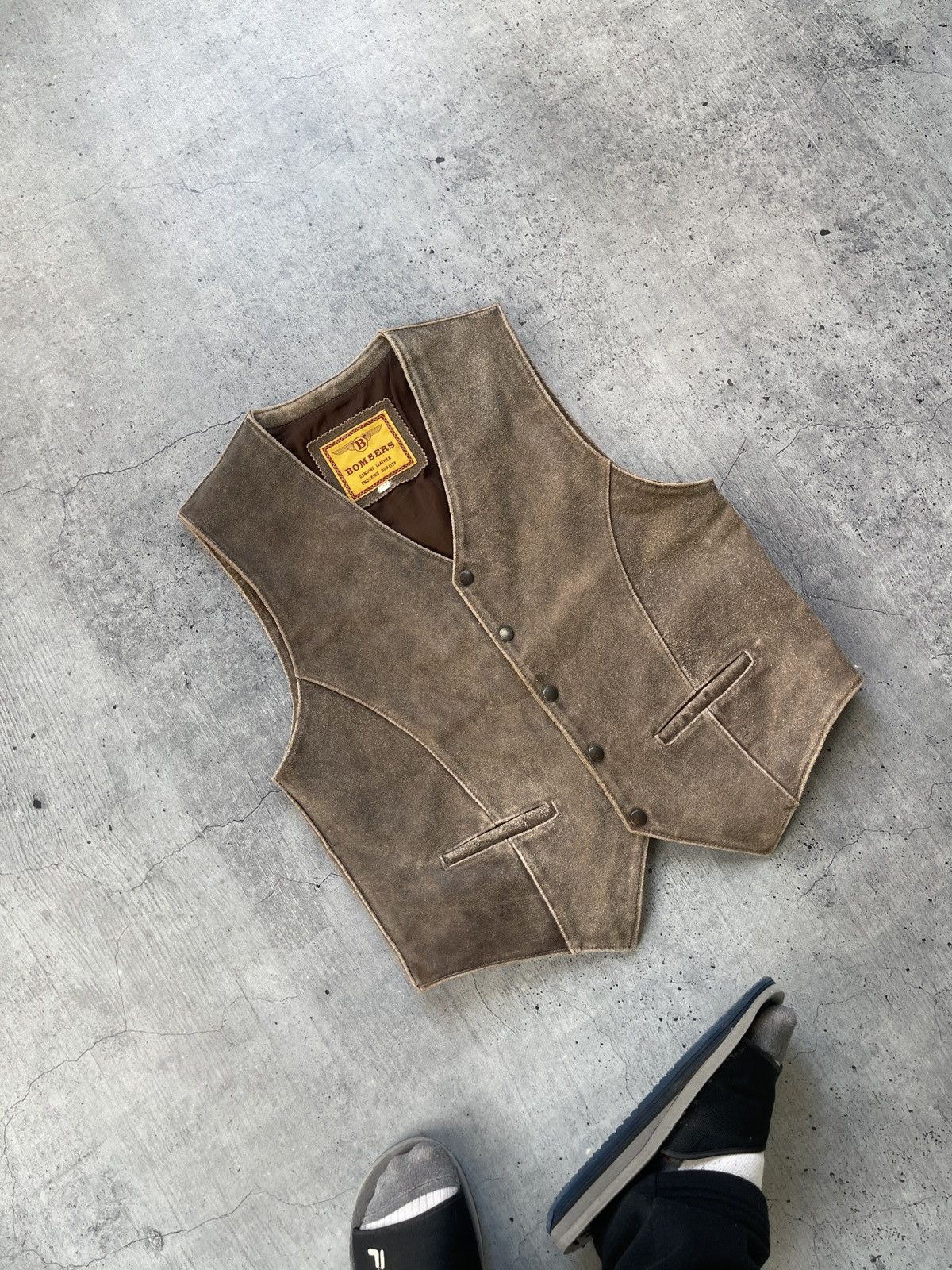 Genuine Leather 1990s Vintage Genuine Leather Waistcoat Vest Size US M / EU 48-50 / 2 - 1 Thumbnail