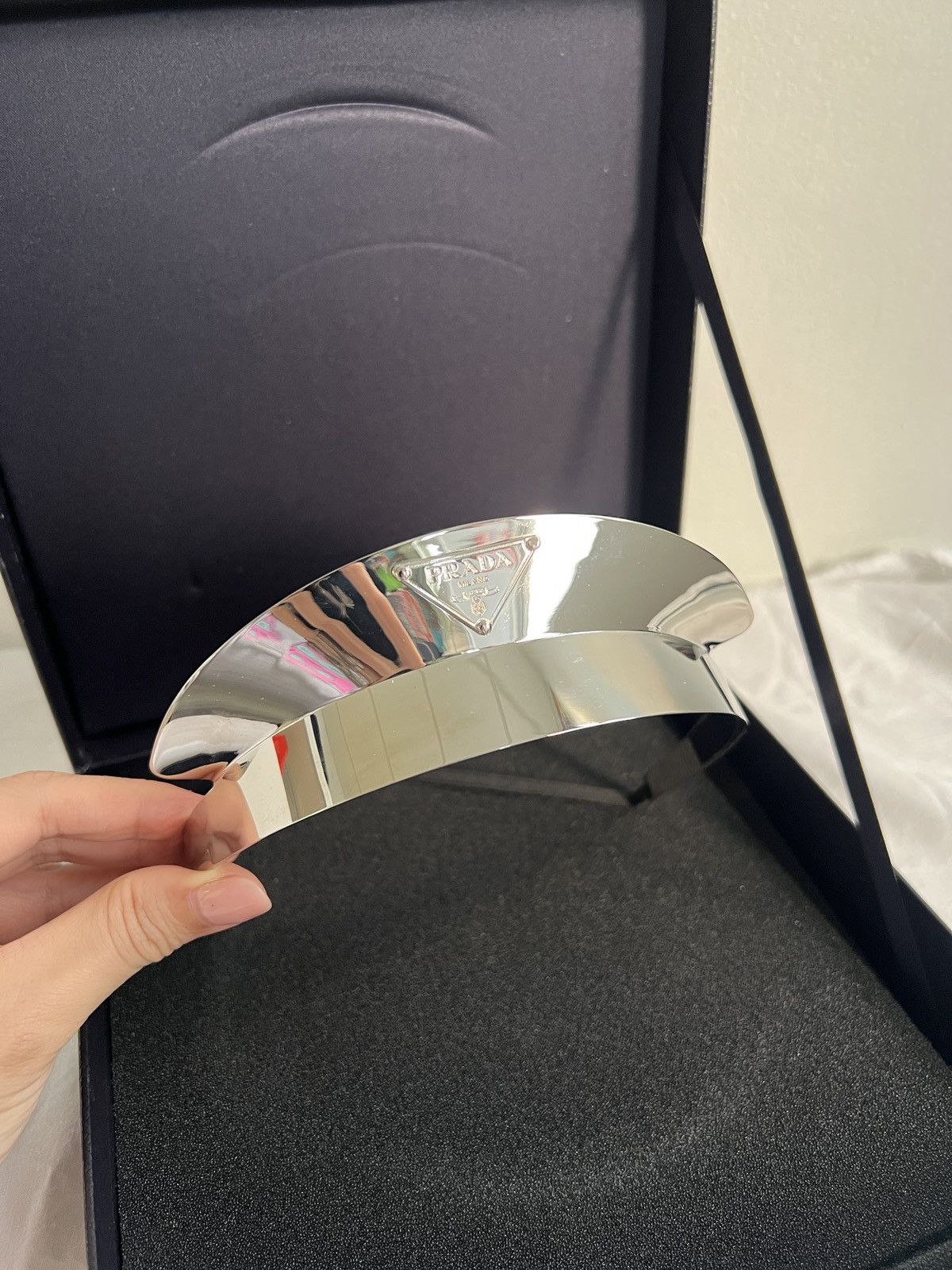 Prada 🔥Prada Runway triangle logo metal crown visor headband Size ONE SIZE - 3 Thumbnail
