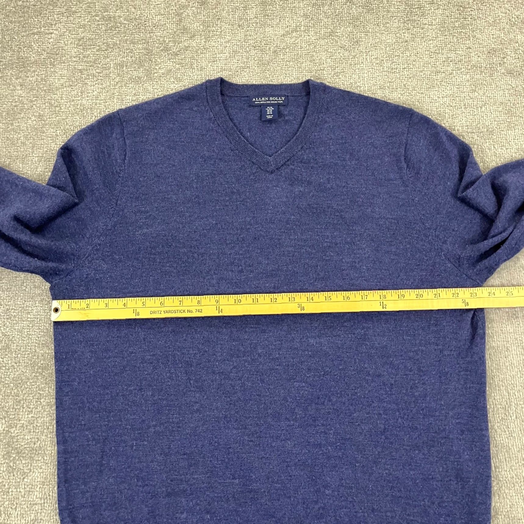 Vintage ALLEN SOLLY Sweater Mens XL Blue 100% Merino Wool Lightweight Pullover Size US XL / EU 56 / 4 - 4 Thumbnail