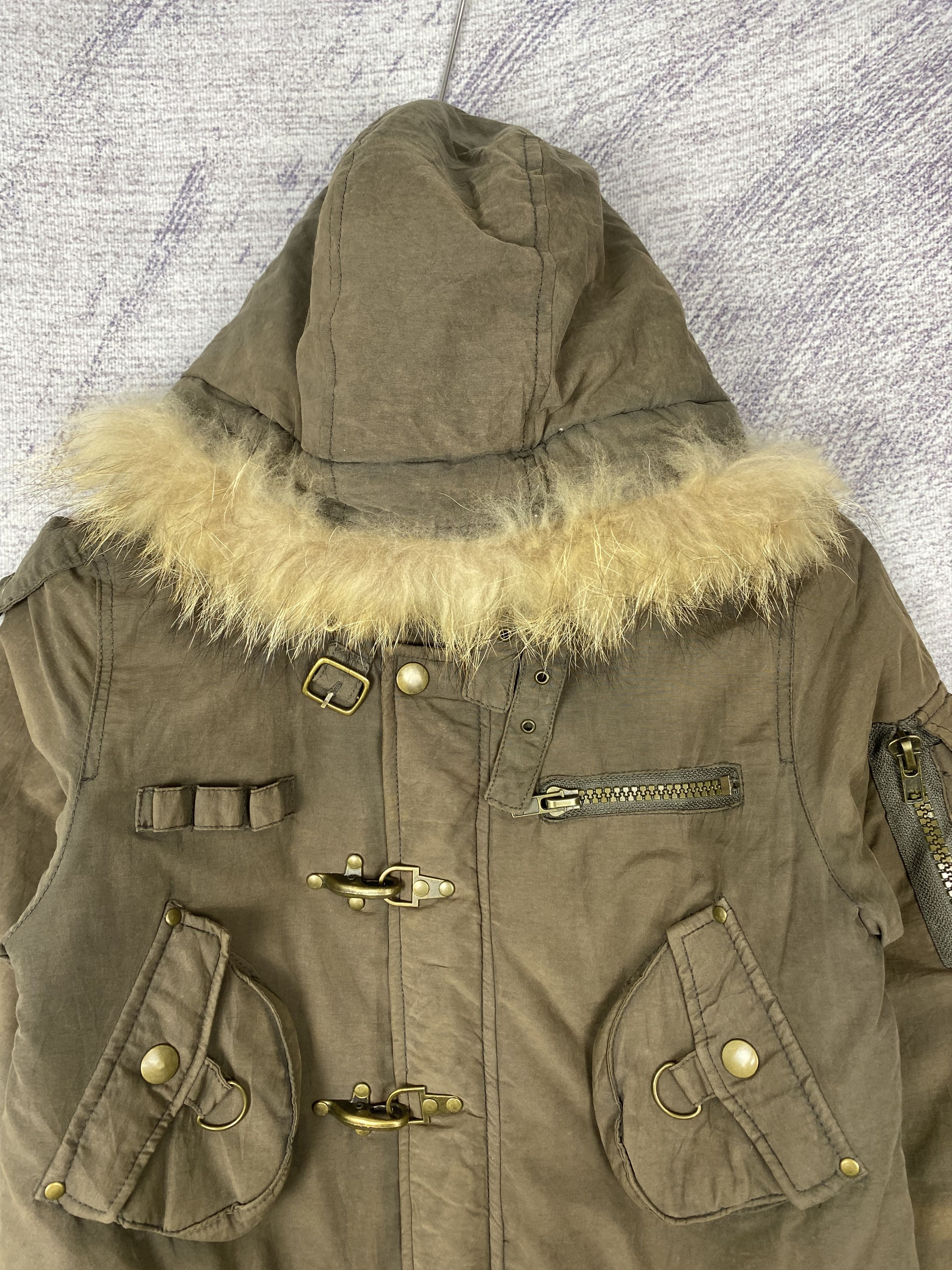 Essentiel Antwerp Vintage Ant Werpen Winter Coat Brown Fur Hood Utility Jacket Size US S / EU 44-46 / 1 - 2 Thumbnail