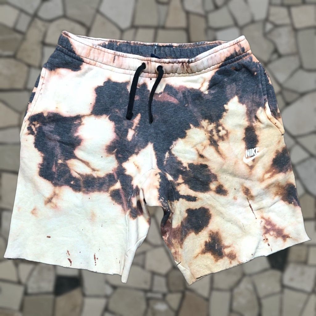 Nike Nike Sweat Shorts Mens S Gray Tie Dye Drawstring Athletic Size US 29 - 1 Thumbnail