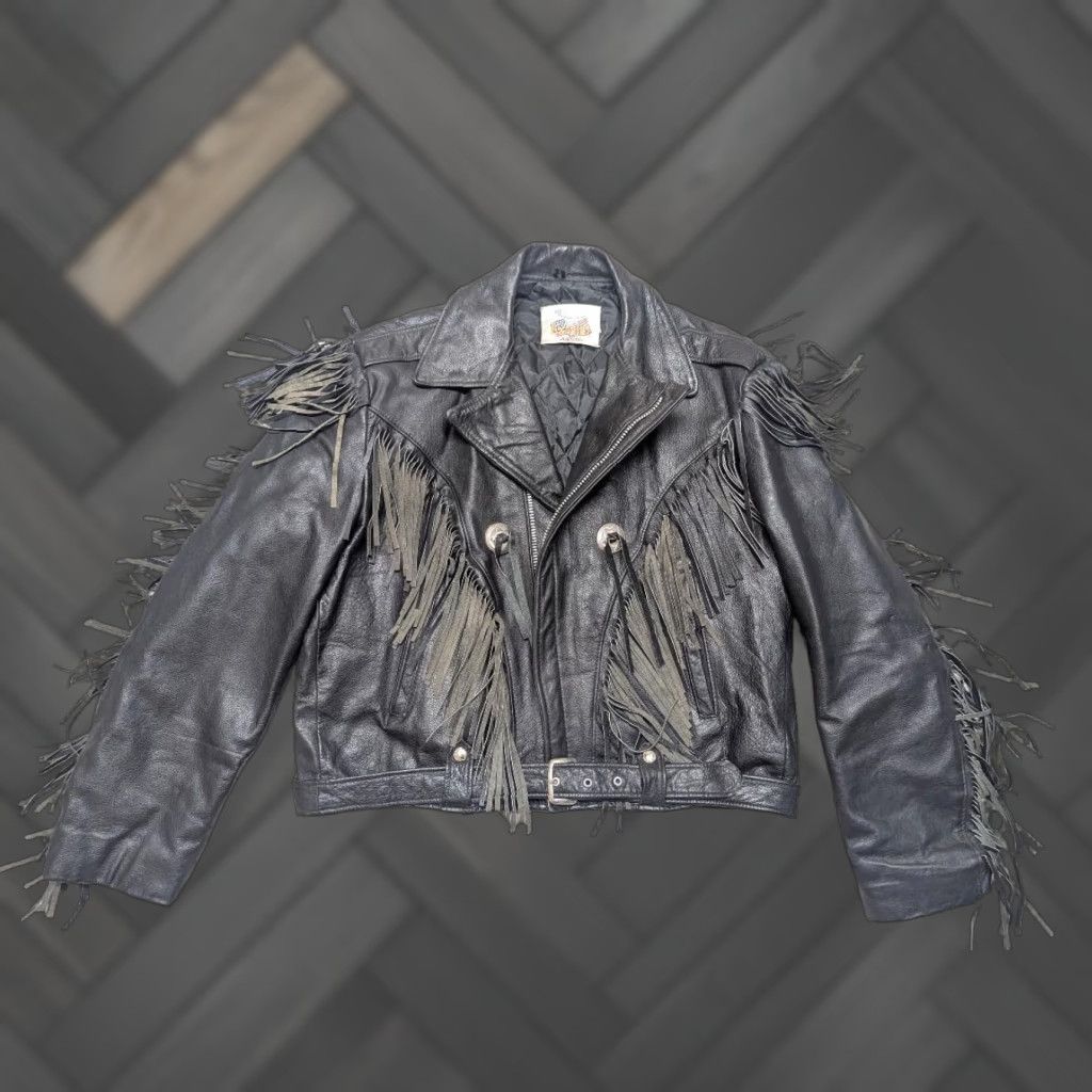 Vintage VINTAGE Excelled Motorcycle Jacket XL Black Leather 46-48 Men Concho US Made N/A Size US XL / EU 56 / 4 - 1 Thumbnail