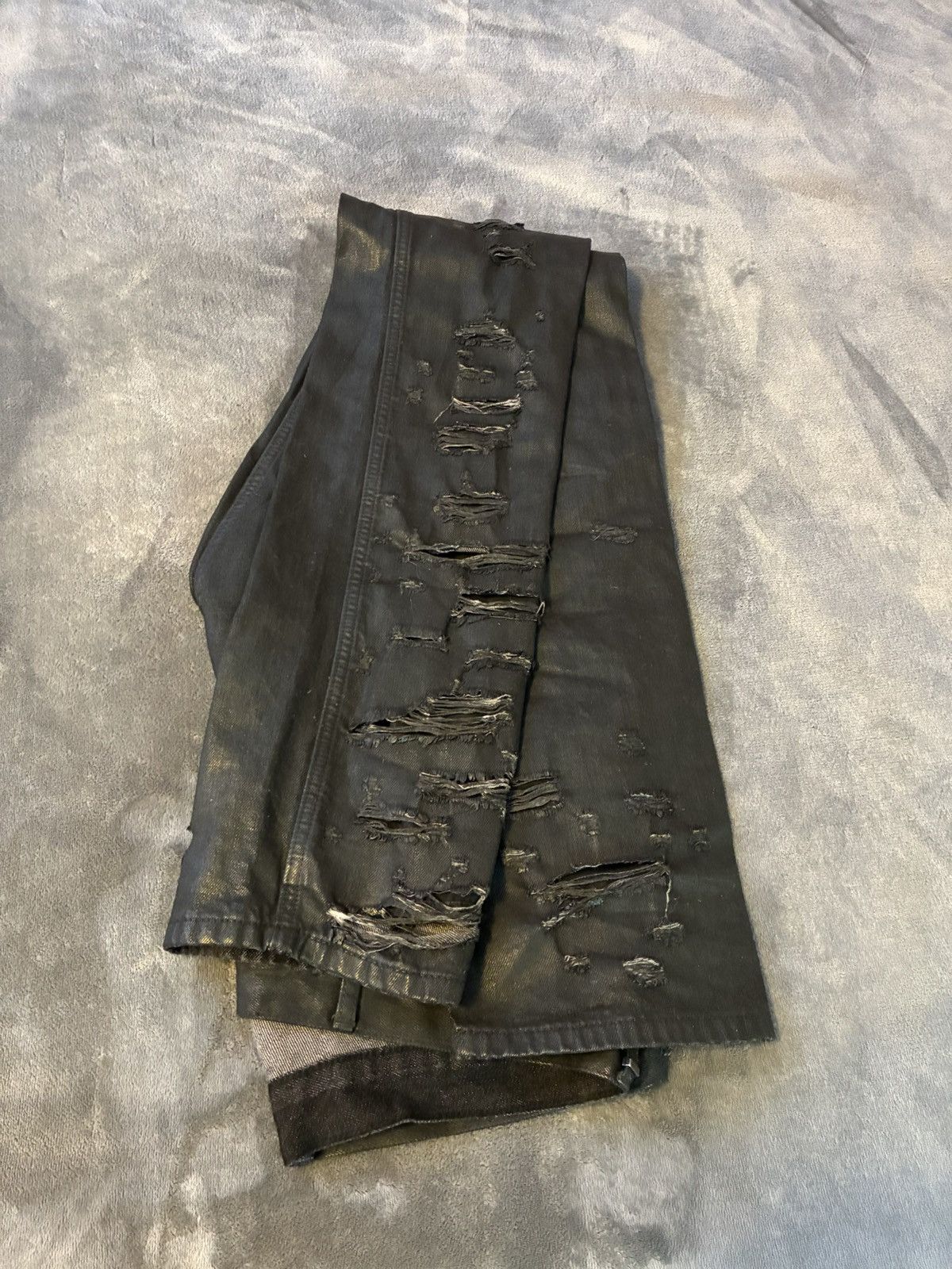 Other Vintage Y2K Ripped Leather Jeans Size US 32 / EU 48 - 5 Thumbnail