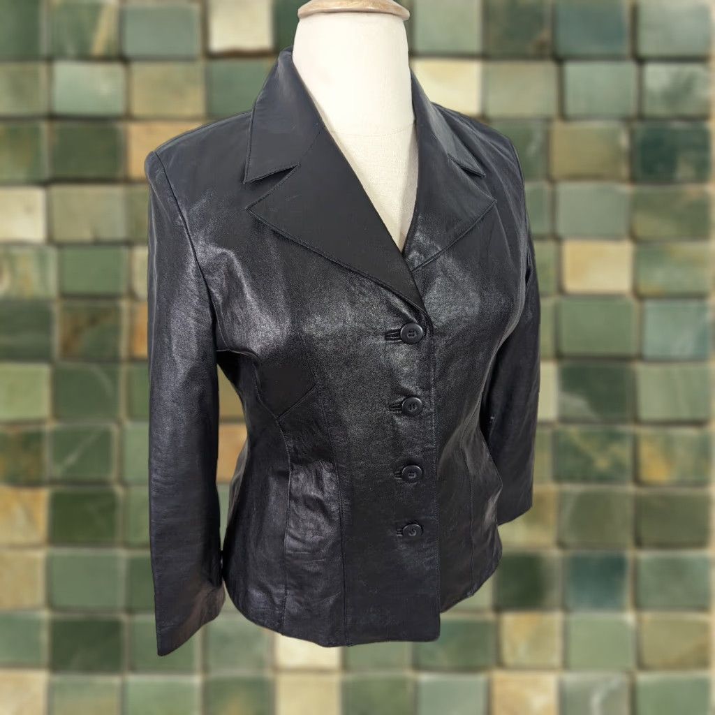 Vintage VINTAGE Wilsons Leather Black Leather Coat Jacket Moto Biker Bomber Womens Large Size L / US 10 / IT 46 - 1 Thumbnail