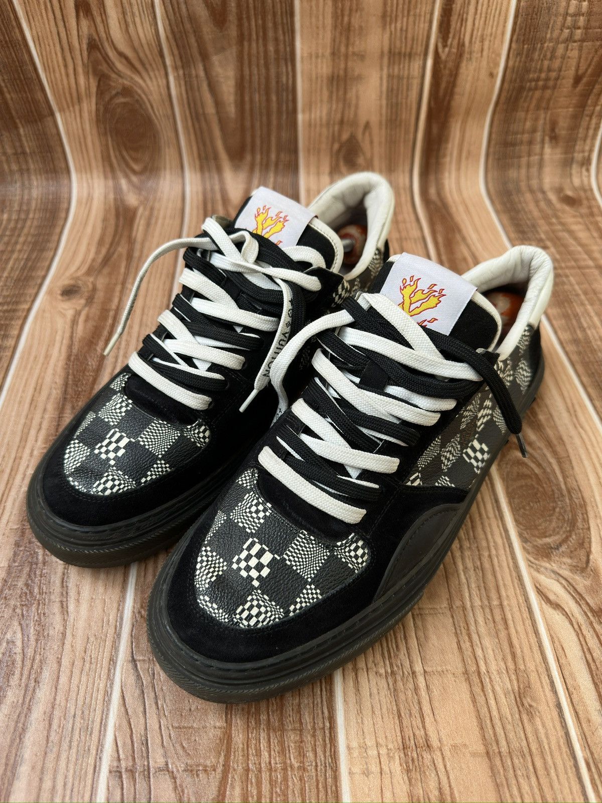 Louis Vuitton LV Ollie Black Plaid Monogram Sneakers Size US 10 / EU 43 - 2 Thumbnail