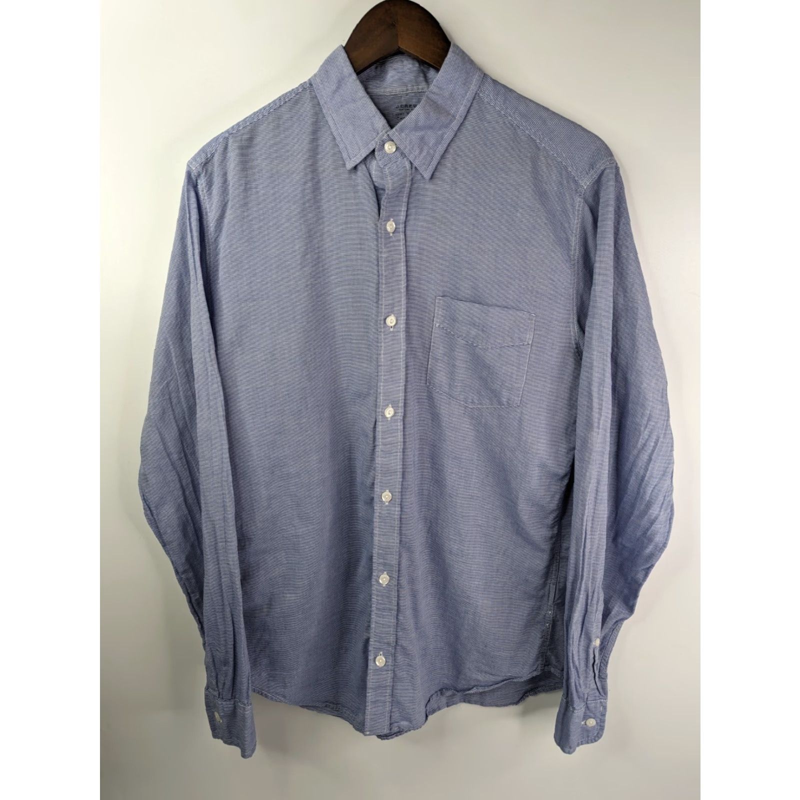 J.Crew J Crew Button-Up Chambray Shirt Blue Stripe Men's Medium Lightweight Casual Preppy Classic School Button-Down, Regular Fit, Long Sleeve, Cotton Size US M / EU 48-50 / 2 - 2 Thumbnail
