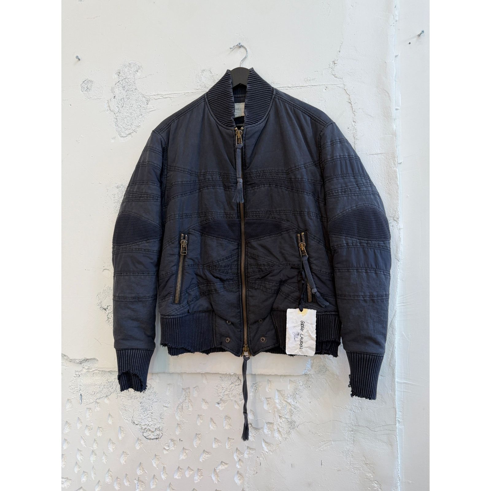 Greg Lauren SAMPLE Black Tent Patchwork Flight Jacket