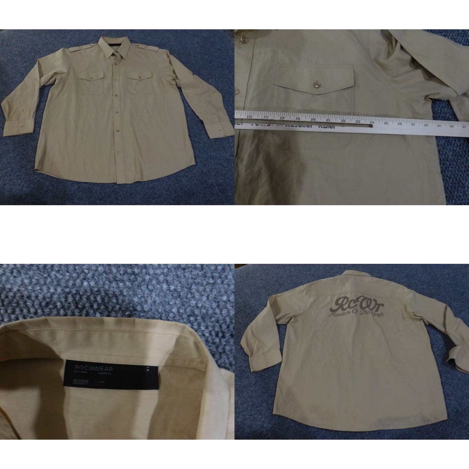 Rocawear Rocawear Shirt 4XL Mens Beige Knit Button-Up Pocket Collared Long Sleeve Retro Vintage Classic 90s Hip-Hop Size US XXL / EU 58 / 5 - 8 Thumbnail