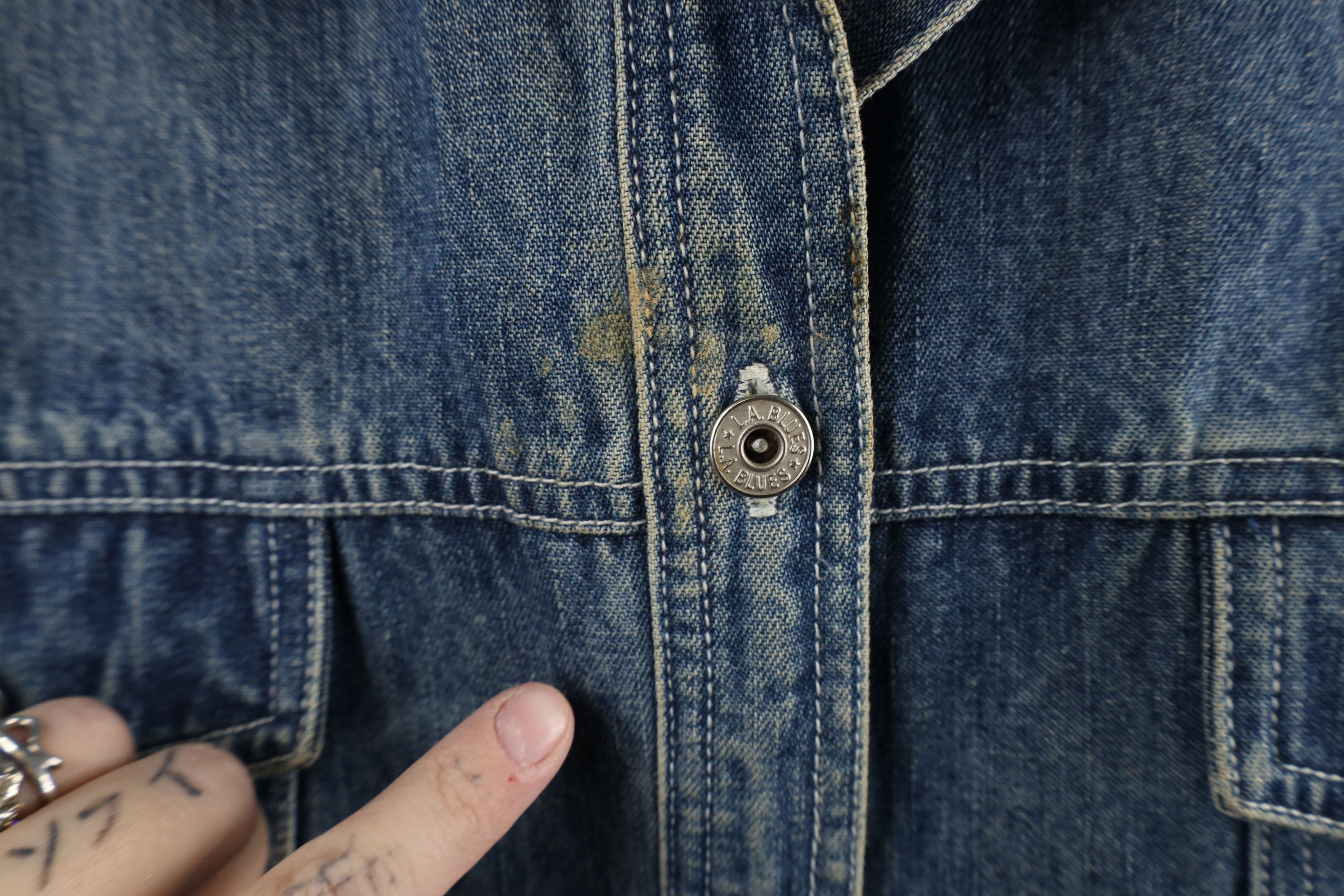 Vintage Vintage 90s Y2K LA Blues Babydoll Denim Trucker Jacket Size L / US 10 / IT 46 - 9 Thumbnail