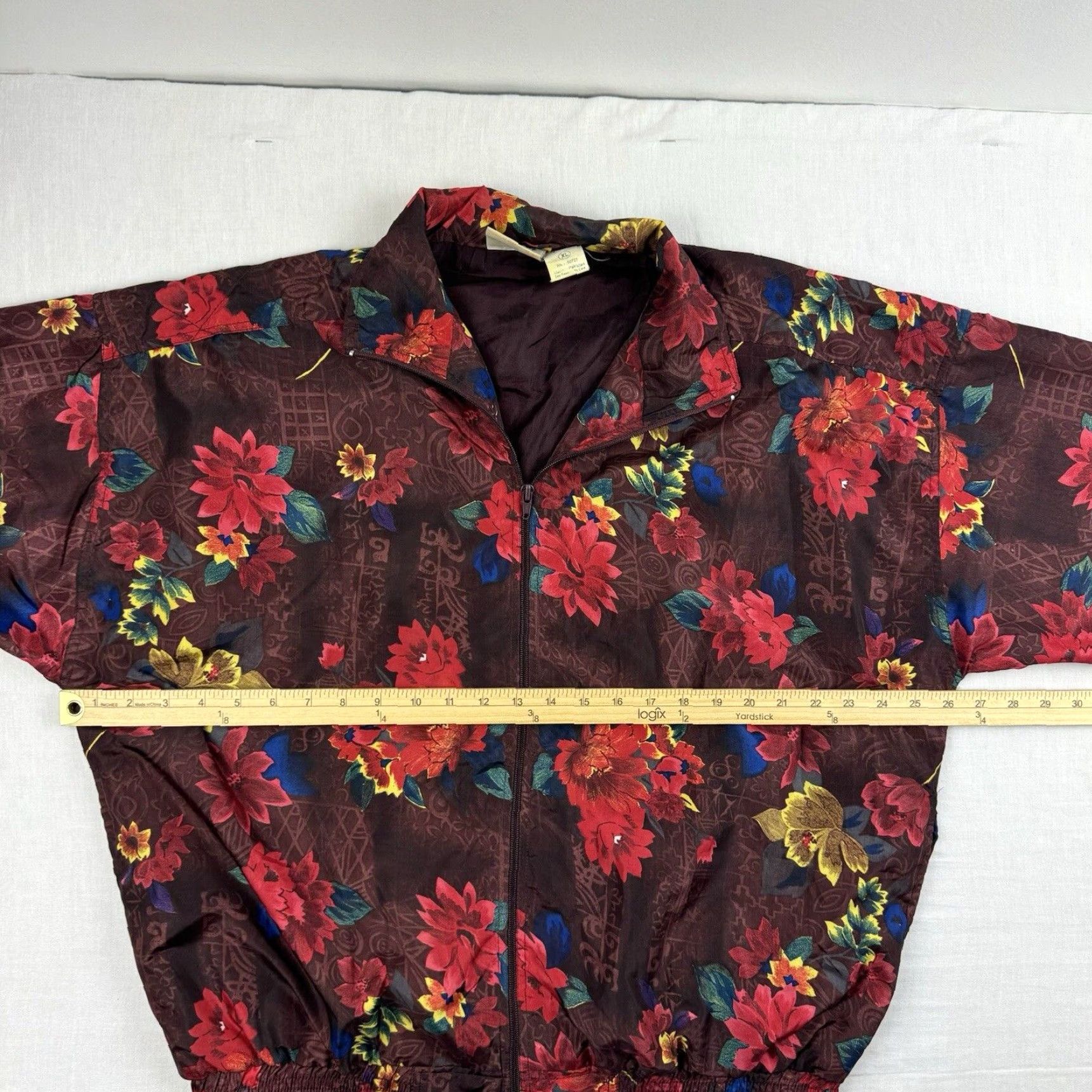 Vintage VINTAGE Kaktus Floral Windbreaker Jacket Womens XL Red 1980s Collar Full Zip 90s Retro Flower Windbreaker Jacket Womens XL Red Kaktus Size XL / US 12-14 / IT 48-50 - 7 Thumbnail