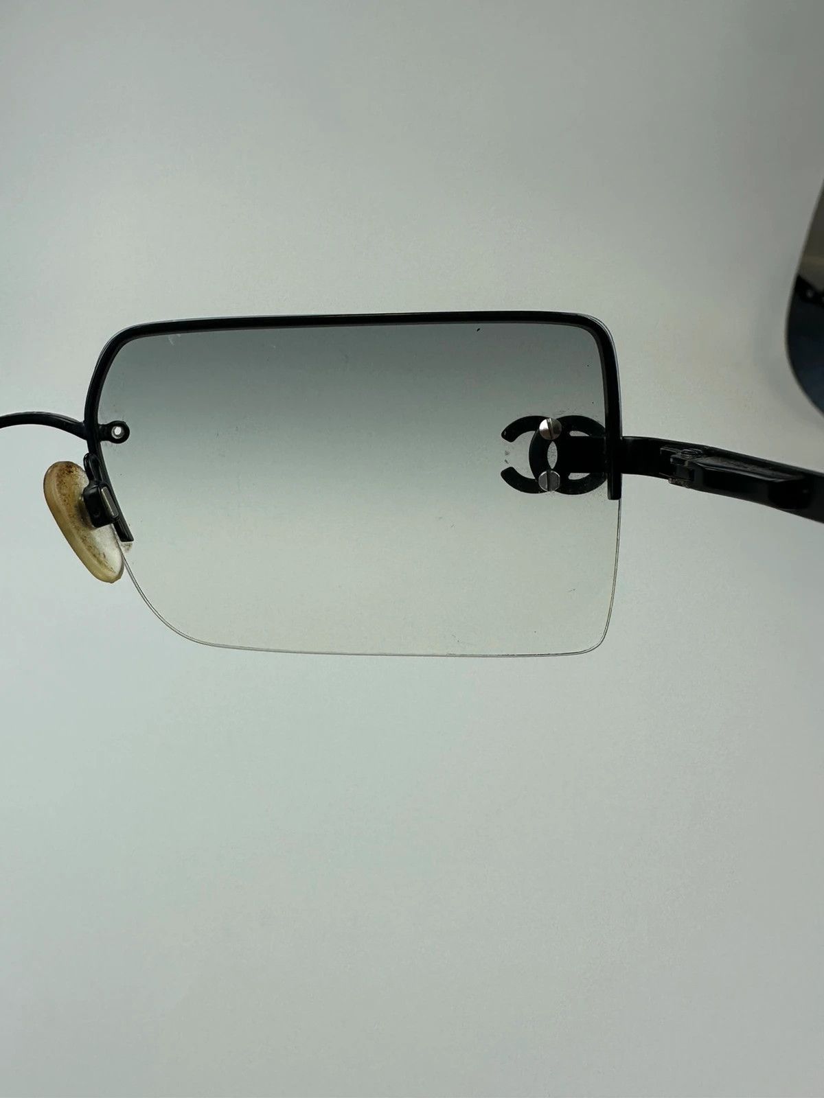 Chanel Chanel Black & White Square Frame Sunglasses Rimless Strass Size ONE SIZE - 13 Thumbnail