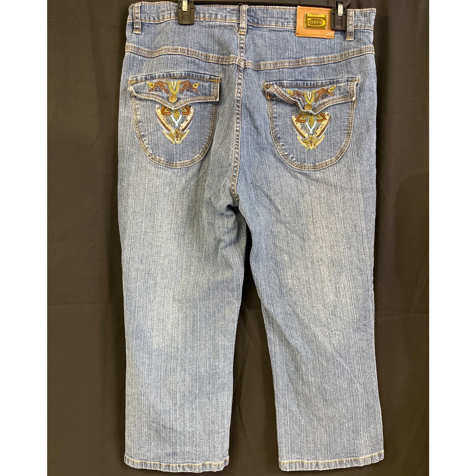 Other Gazoz Women's Blue Embroidered Jeans/Straight Leg Sz 14 SKU Size 36" / US 14 / IT 50 - 3 Thumbnail