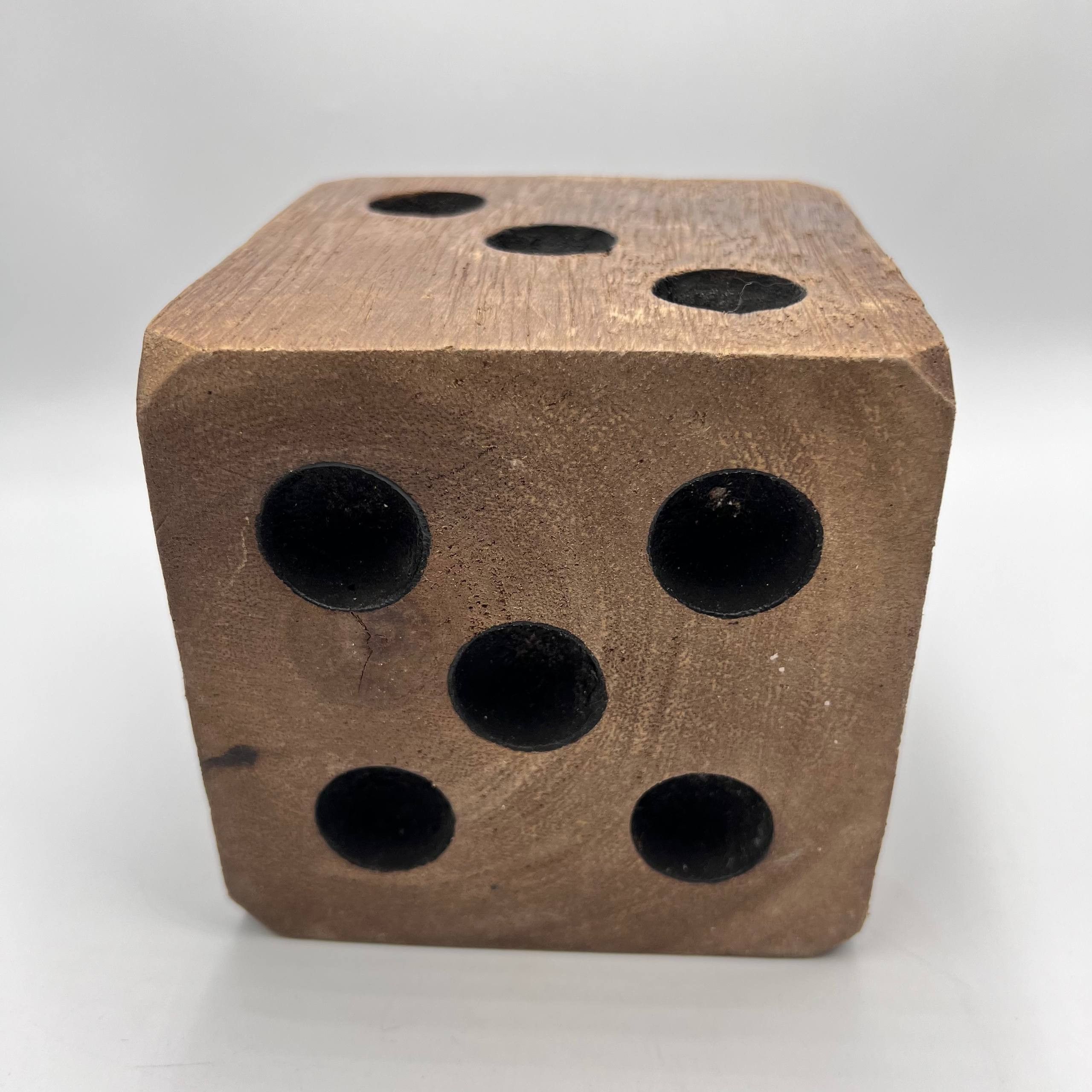 Vintage Handmade Large Wooden Dice Rustic Cube Decor Collectible Size ONE SIZE - 3 Thumbnail