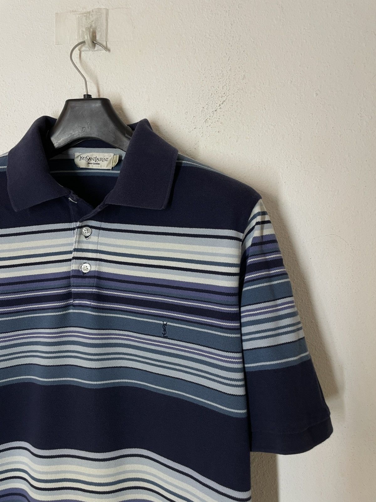 Yves Saint Laurent Vintage Yves Saint Laurent YSL striped Polo Shirt Size US L / EU 52-54 / 3 - 2 Thumbnail