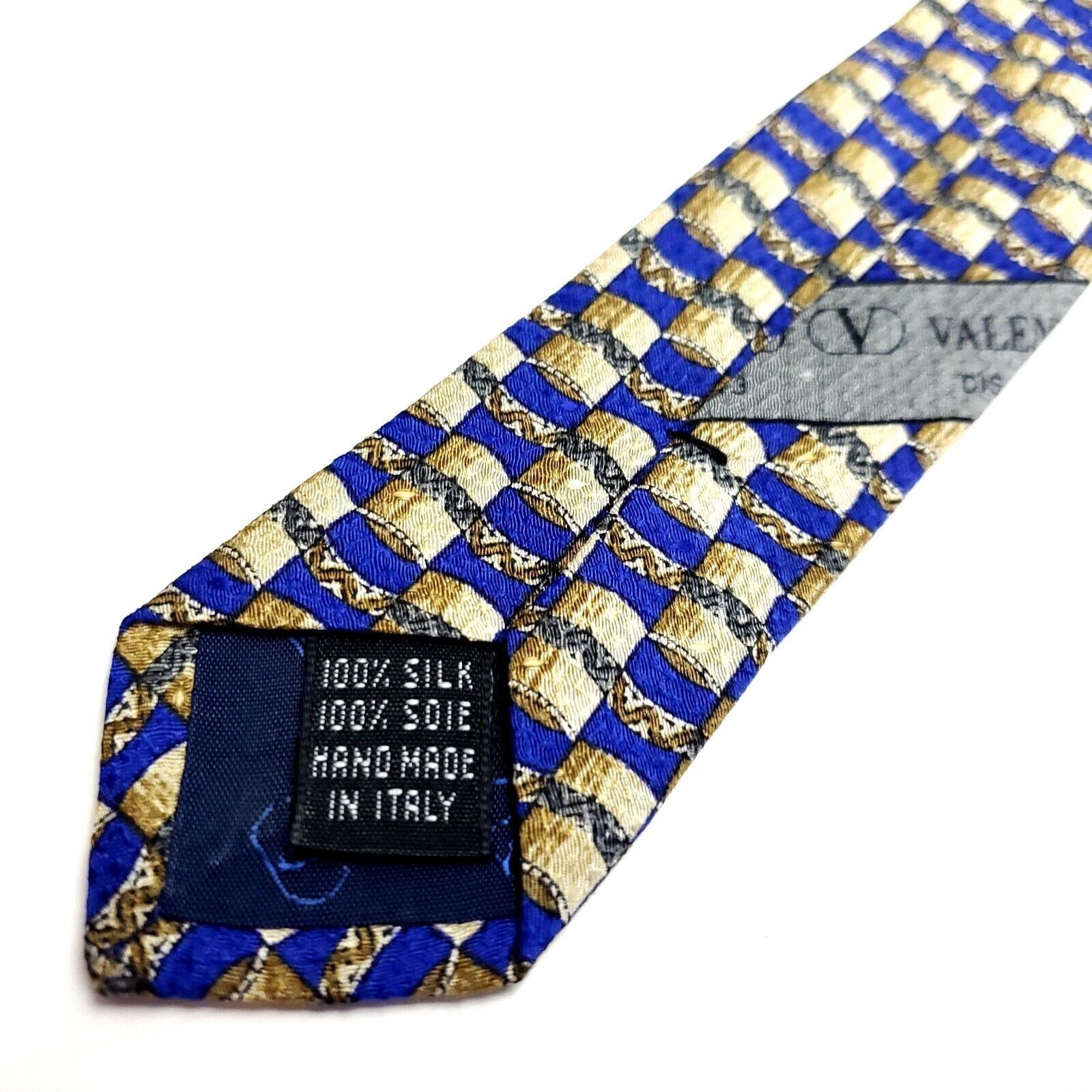 Valentino Valentino Cravatte Blue Beige Silk Tie Woven Wide Short Geom Size ONE SIZE - 6 Thumbnail